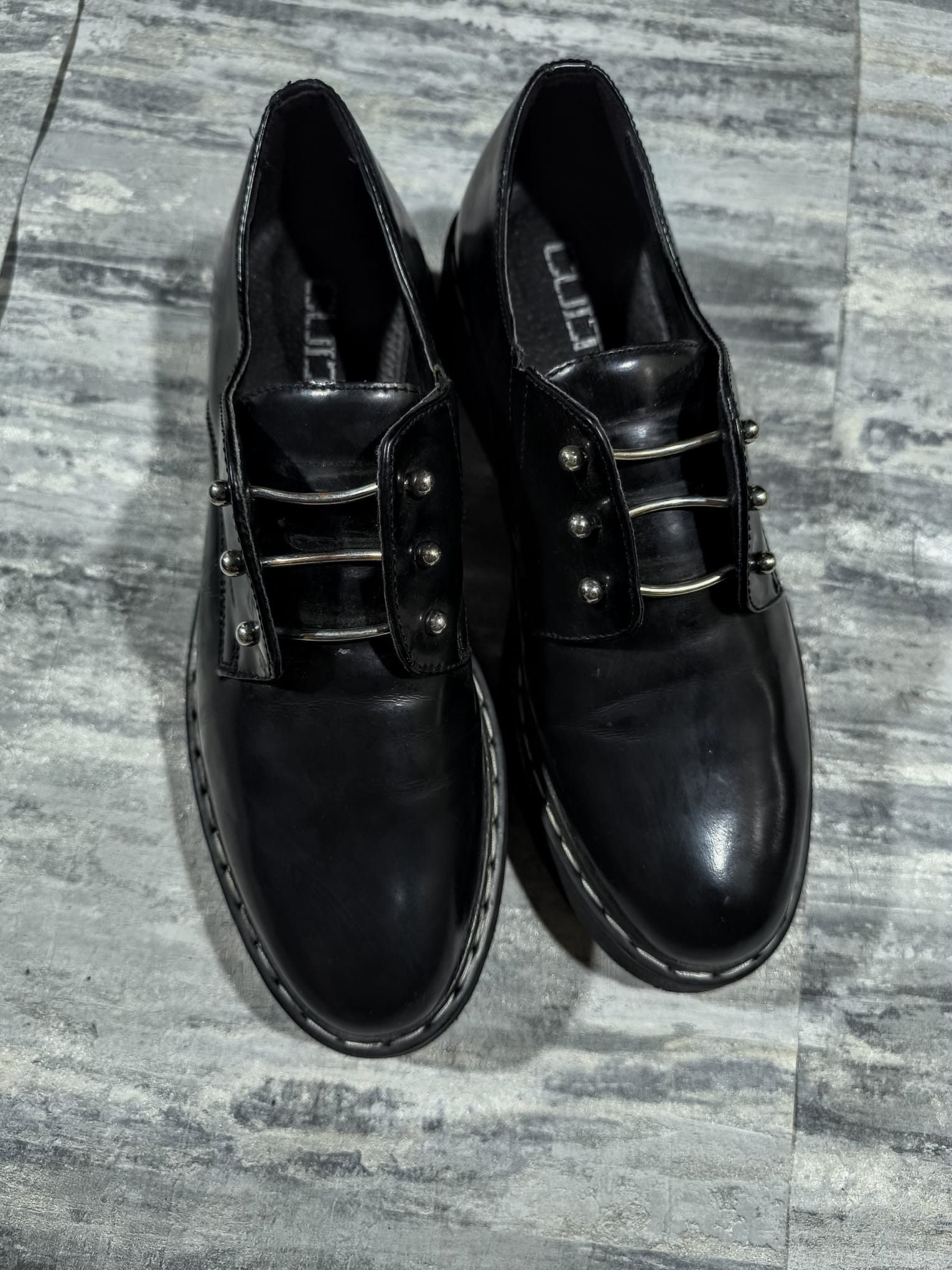 Genuine Leather cult black leather punk boots England emo grunge Size US 9 / IT 39 - 7 Thumbnail