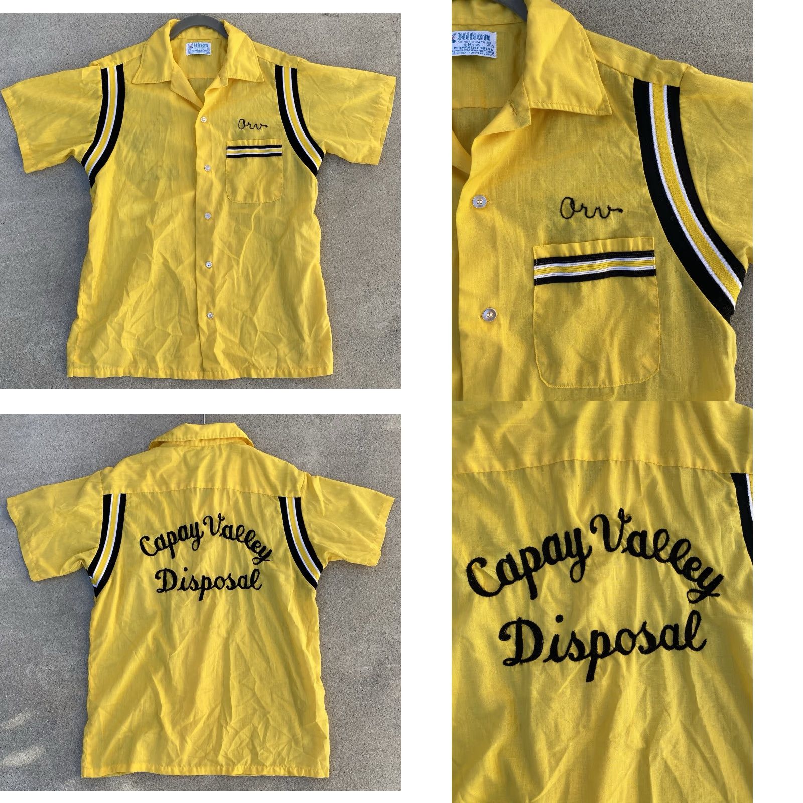 Vintage VINTAGE Hilton Bowling Shirt Short Sleeve M Yellow Capay Valley Disposal Rockabilly Shirt Mens Size US M / EU 48-50 / 2 - 10 Thumbnail