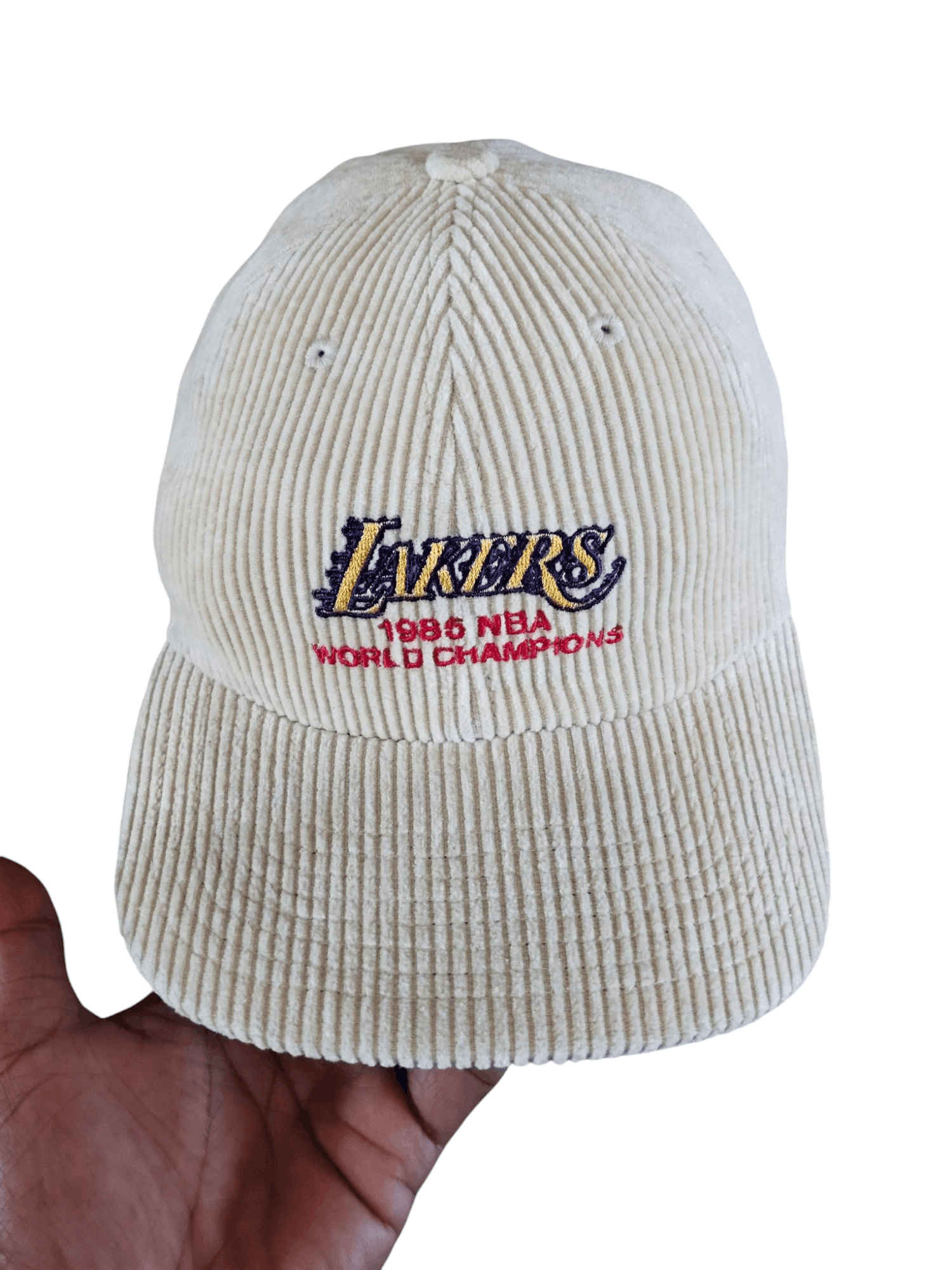 Mitchell & Ness Vintage LAKERS 1985 NBA WORLD CHAMPIONSHIP Corduroy Cap Size ONE SIZE - 1 Thumbnail