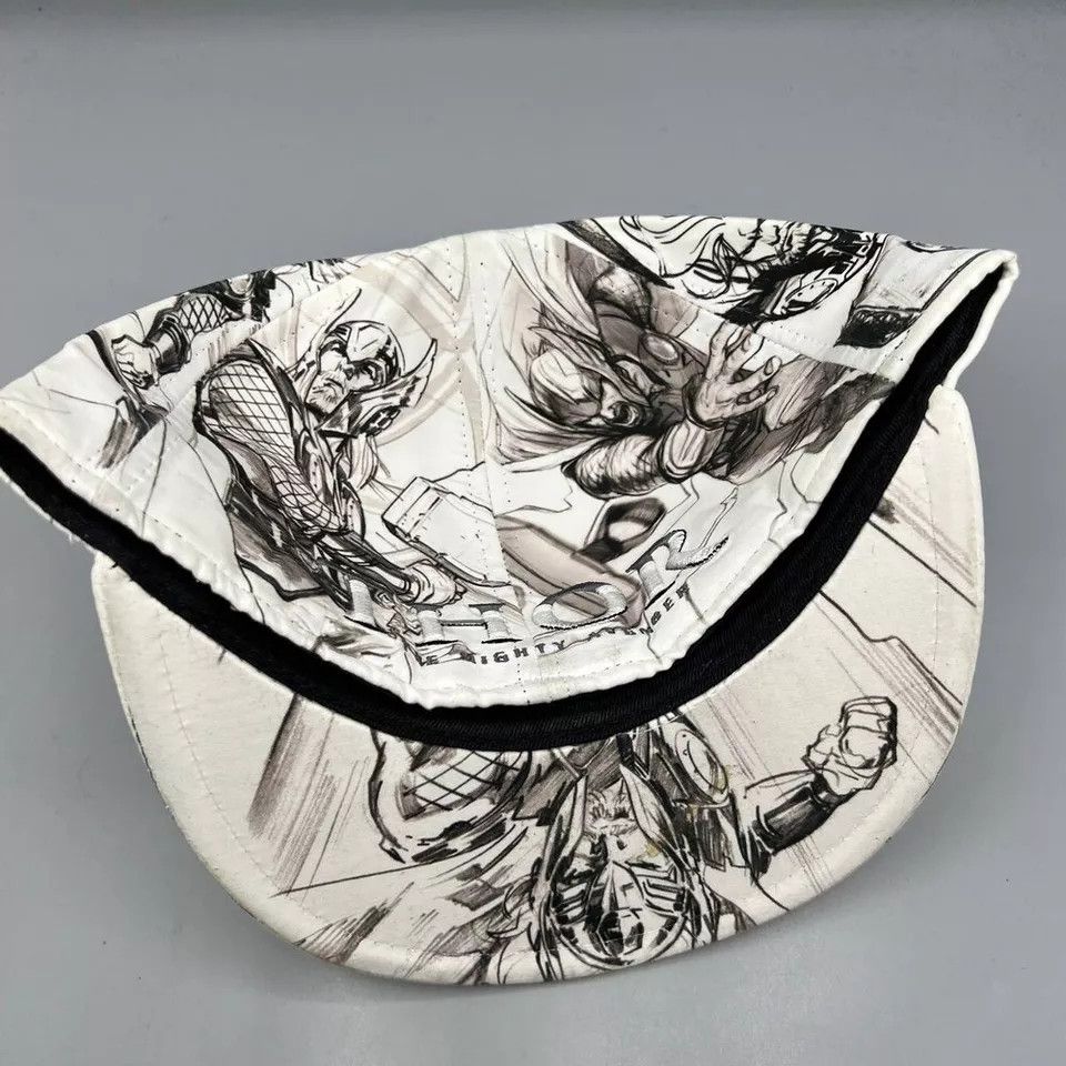 New Era Thor The Mighty Avengers Marvel Hat 7 3/8 White Fitted Cap Size ONE SIZE - 8 Thumbnail