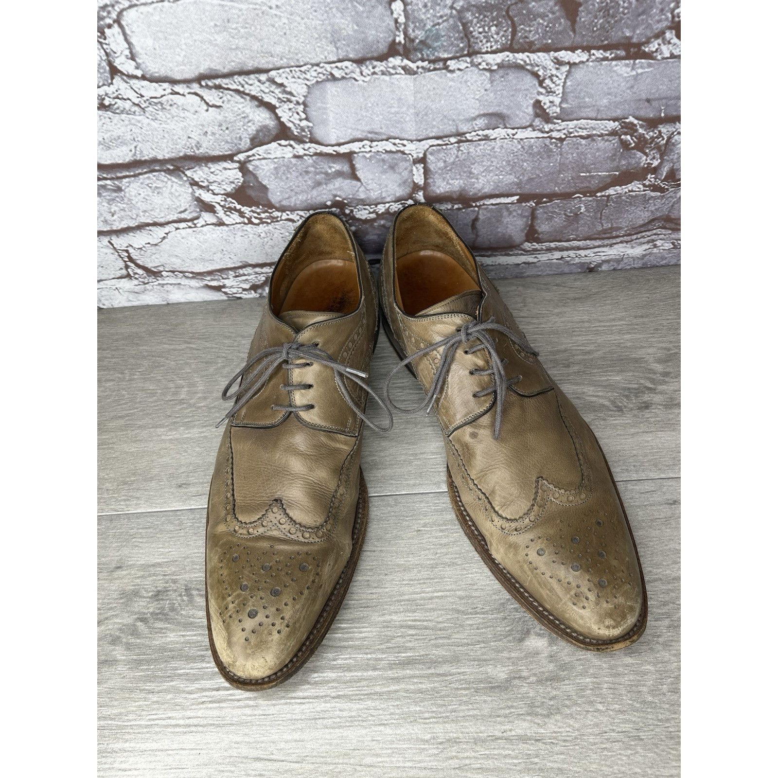 Magnanni MAGNANNI Gray Leather Brogue Wingtip Derby Lace Dress Shoes Size US 11 / EU 44 - 3 Thumbnail
