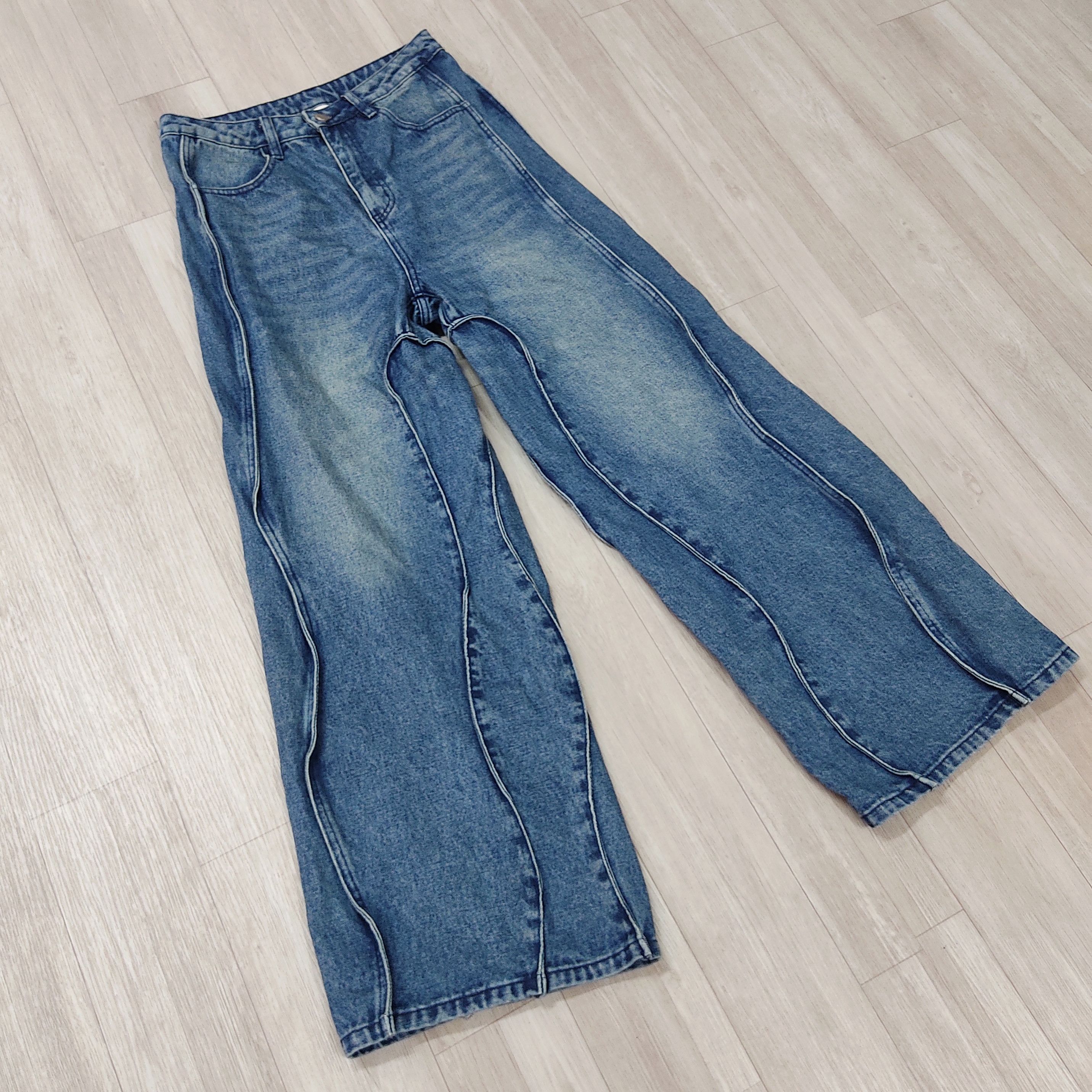 Beauty Beast Sensory Gardens Wide Leg Baggy Washed Denim Pants Size 28" / US 6 / IT 42 - 4 Thumbnail