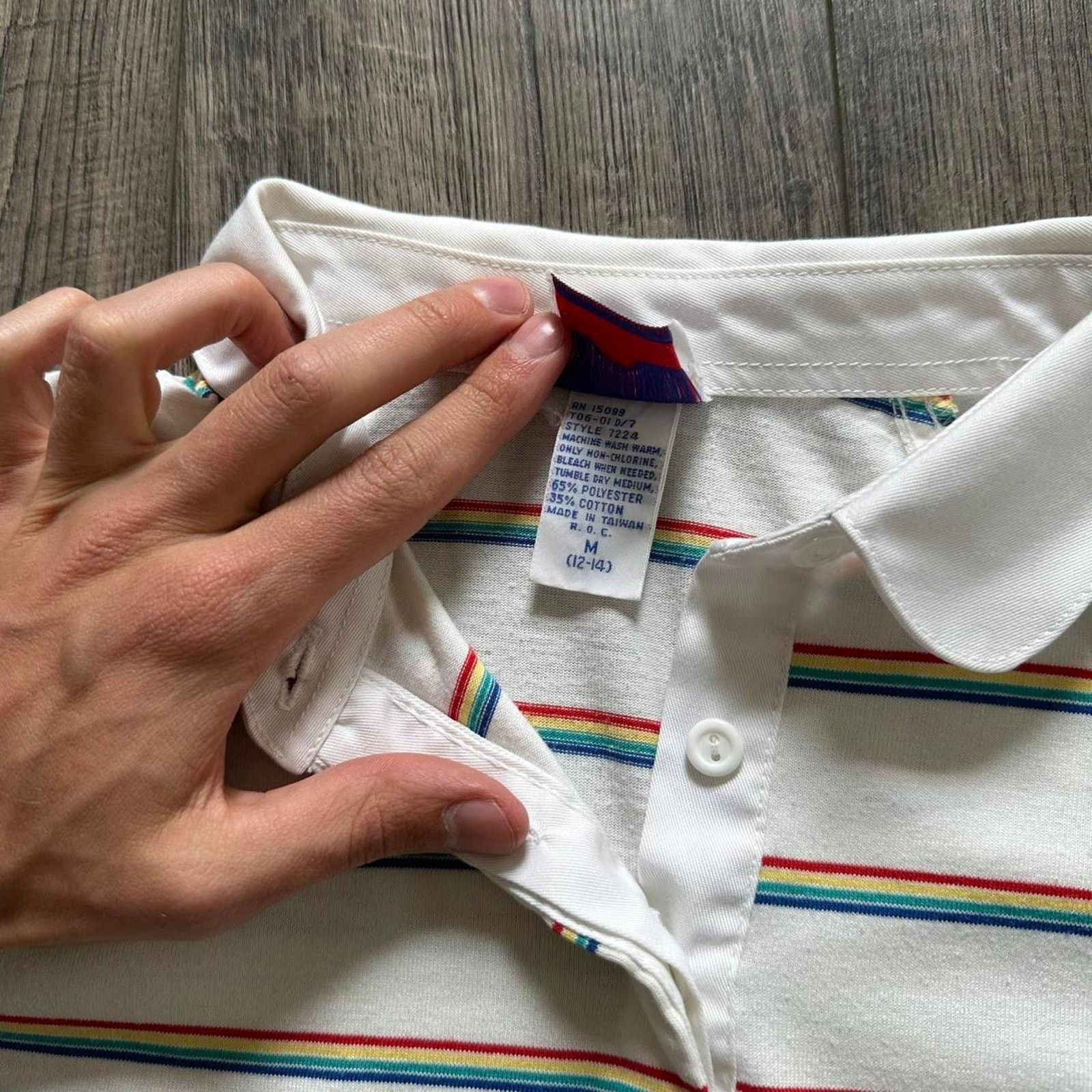 Vintage Vintage 70s 80s Retro Striped USA Polo Fitted Shirt Top Size XS / US 0-2 / IT 36-38 - 8 Thumbnail