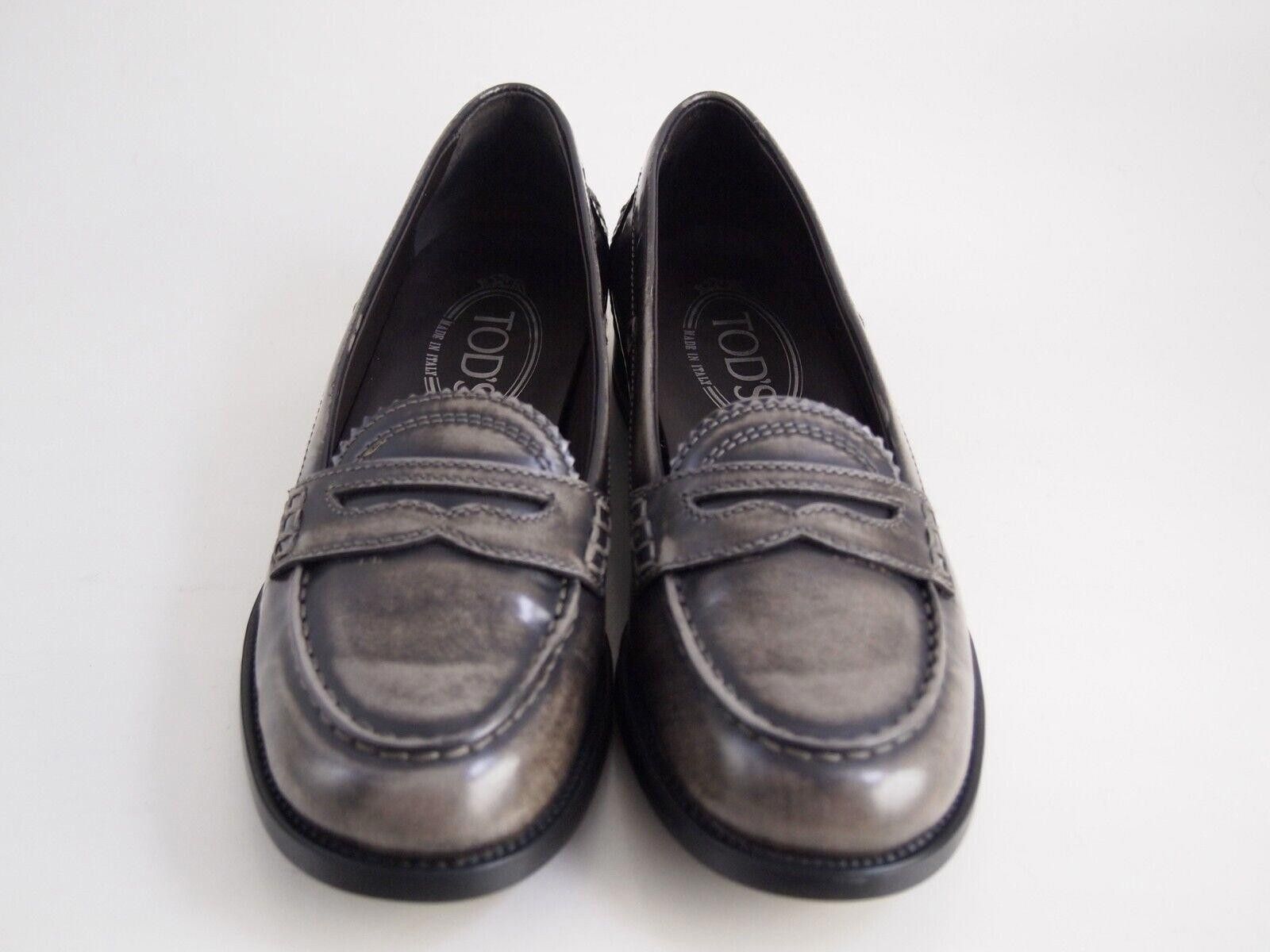Tod's Tod's Penny Loafers Gray Burnished Leather EU 36.5 US 6.5 Size US 6.5 / IT 36.5 - 3 Thumbnail