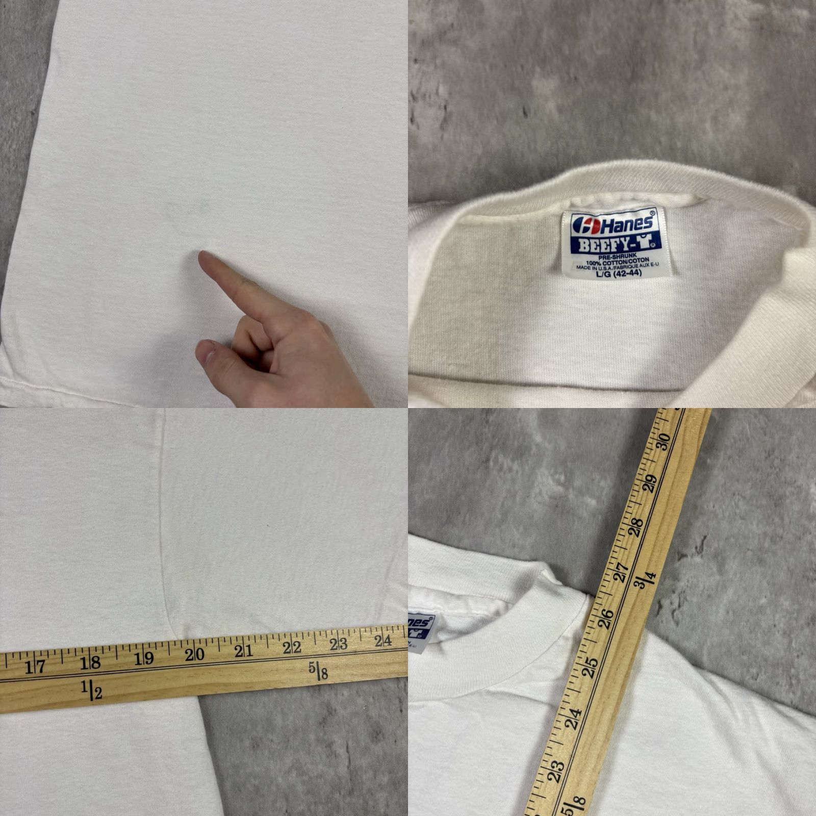 Hanes VINTAGE 80s Team Schein Day 92 Promo T Shirt White Adult Large Hanes Crew Neck Short Sleeve Graphic Print Disney Cars Stitch Angel Blue Cotton Mens Size US L / EU 52-54 / 3 - 8 Thumbnail