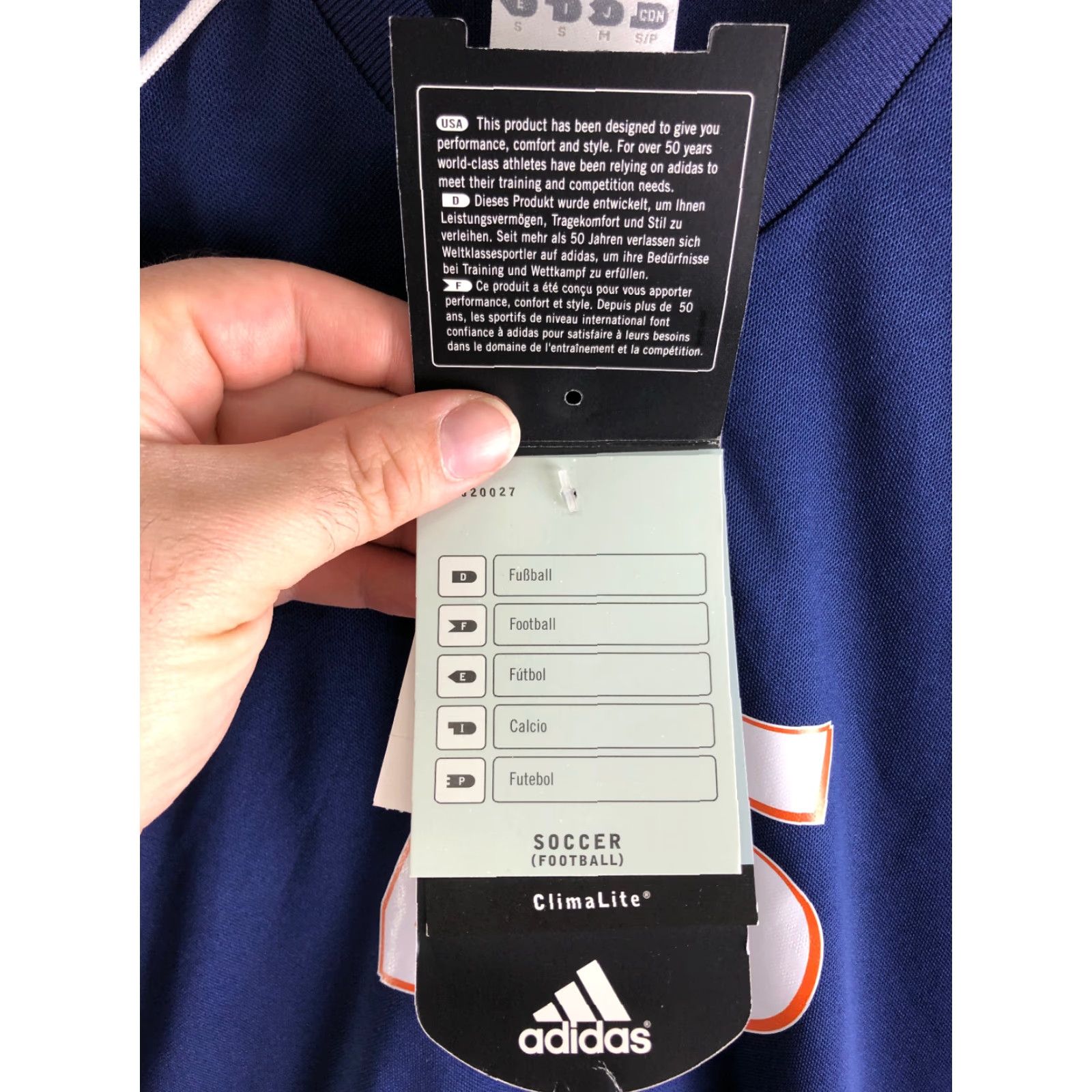 Adidas Adidas Avantis Jersey Mens Size Small Blue Short Sleeve #45 Soccer Jersey Climalite Mens Blues Size US S / EU 44-46 / 1 - 7 Thumbnail