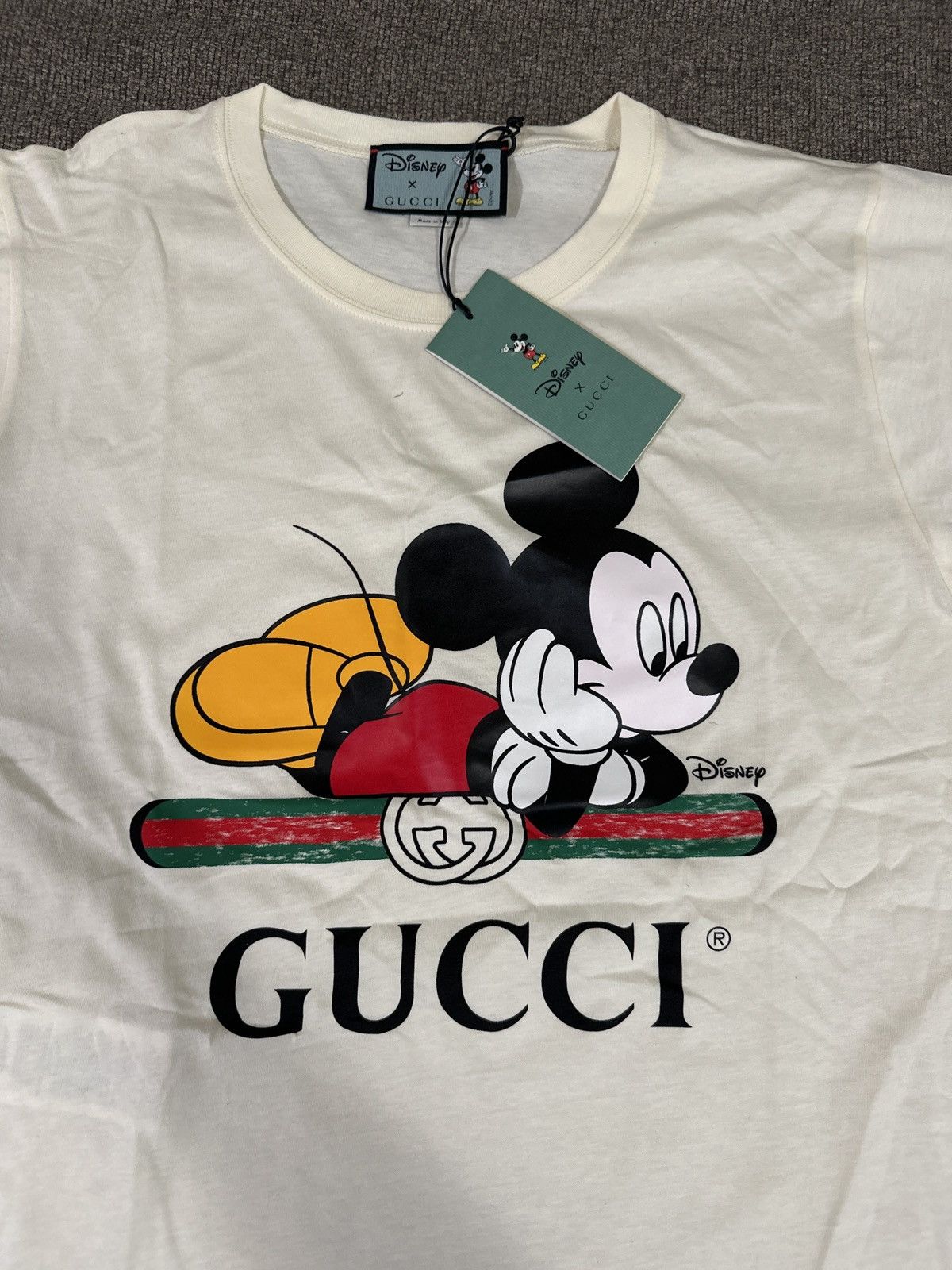 image of Gucci X Disney Mickey Mouse Oversized Logo in Ivory Ivory, Men's (Size Small)