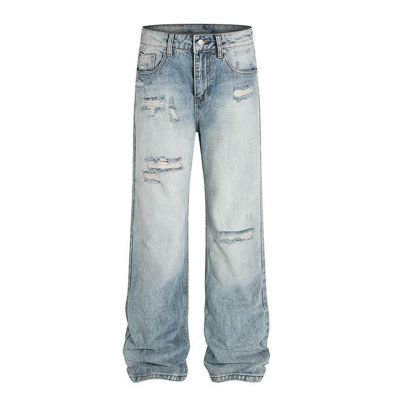 Vintage Men's American Retro Straight-Leg Distressed Washed Jeans Size US 32 / EU 48 - 1 Thumbnail