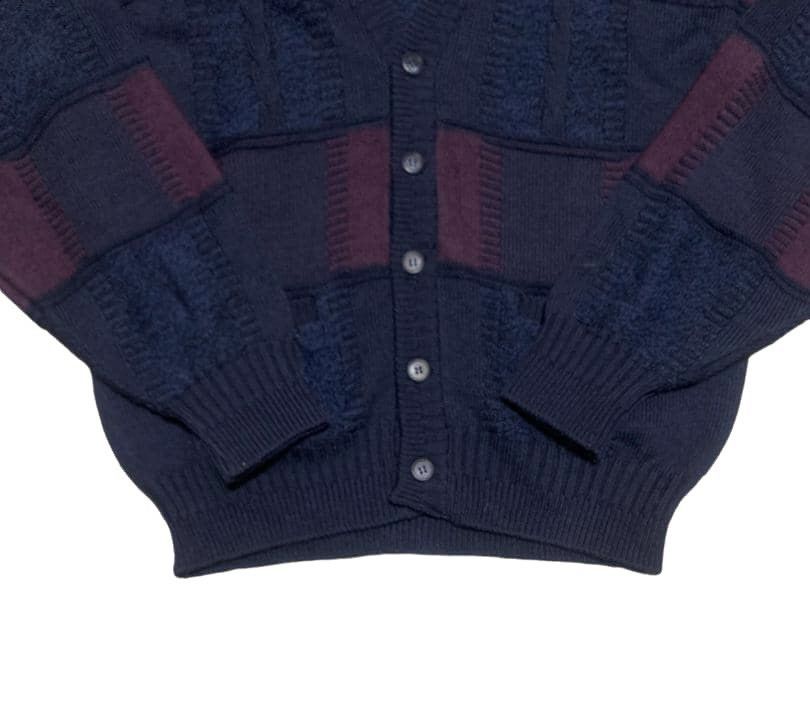 Japanese Brand Vintage Patchwork Wool Knit Cardigan Sweater By MR.YORK Size US L / EU 52-54 / 3 - 2 Thumbnail