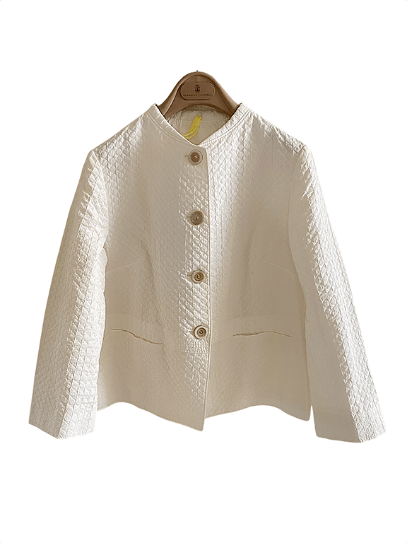 Piazza Sempione Off white textured light weight blazer Size S / US 4 / IT 40 - 3 Thumbnail