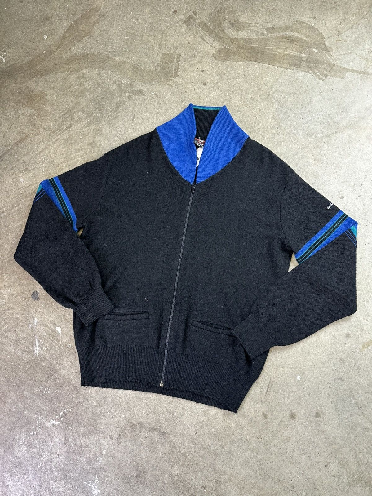 Vintage Vintage White Ram Cable Knit Zip Up K-40 Bonspiels XL Black Size US XL / EU 56 / 4 - 5 Thumbnail