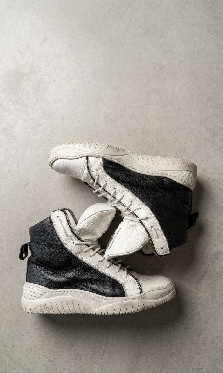 Other Alessandro Biaggio High Top Black & White Leather Sneakers Size US 9.5 / EU 42-43 - 2 Thumbnail