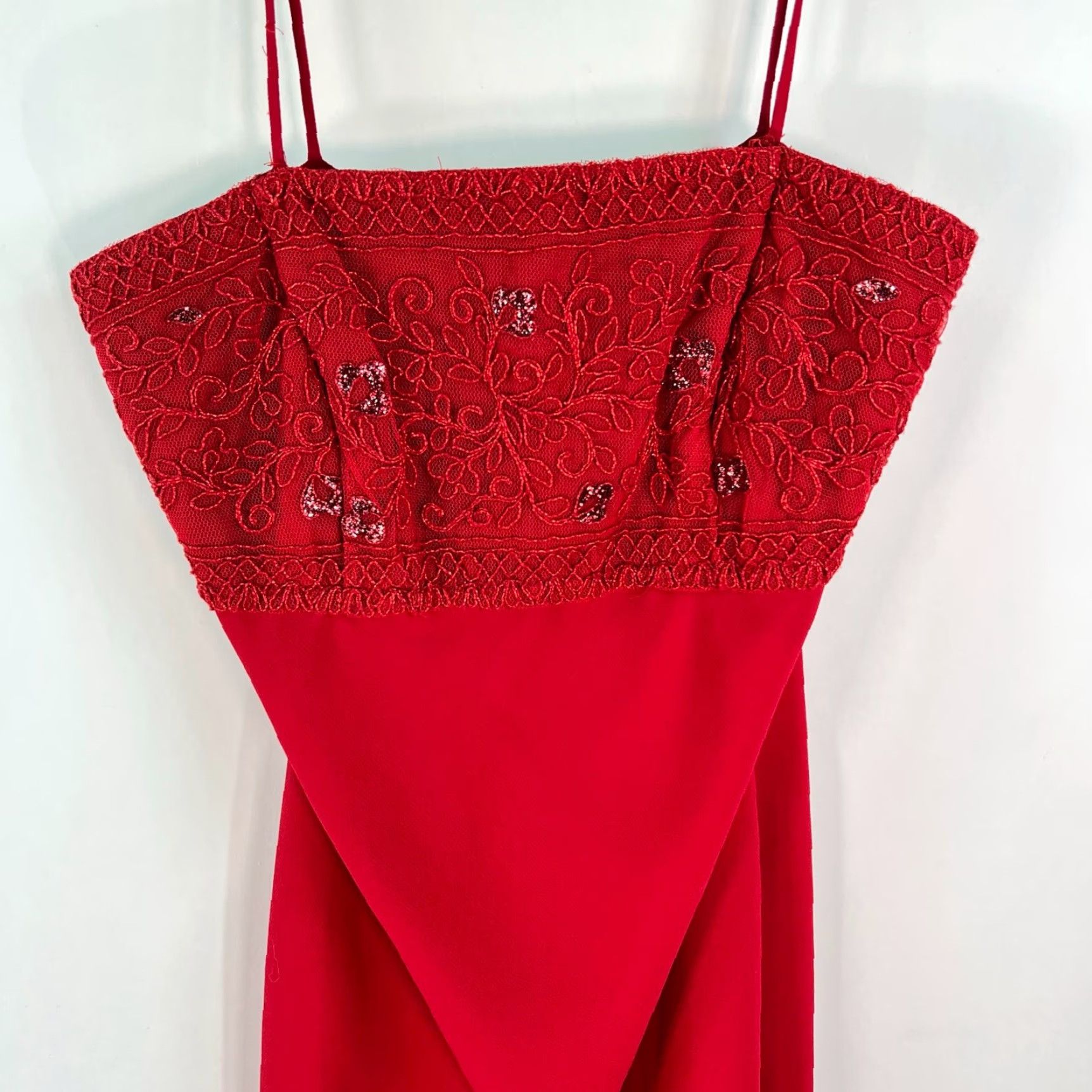 Vintage a fortiori Womens Asymmetric Slip Sequin Red Dress Size 13/14 Size XL / US 12-14 / IT 48-50 - 2 Thumbnail