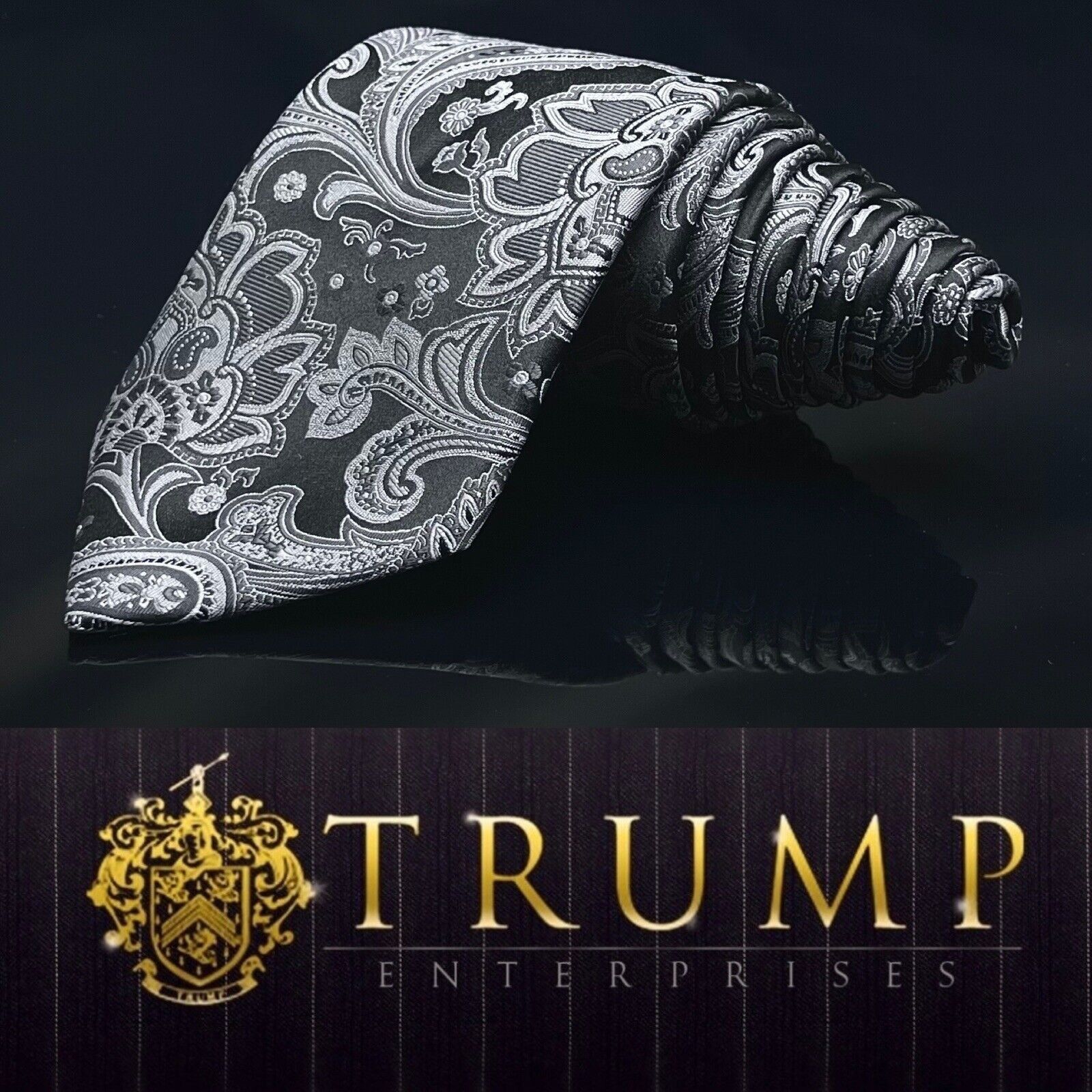 Donald Trump Donald J Trump Men’s Tie Black Paisley W 3.50 L 59.5” Size ONE SIZE - 1 Thumbnail