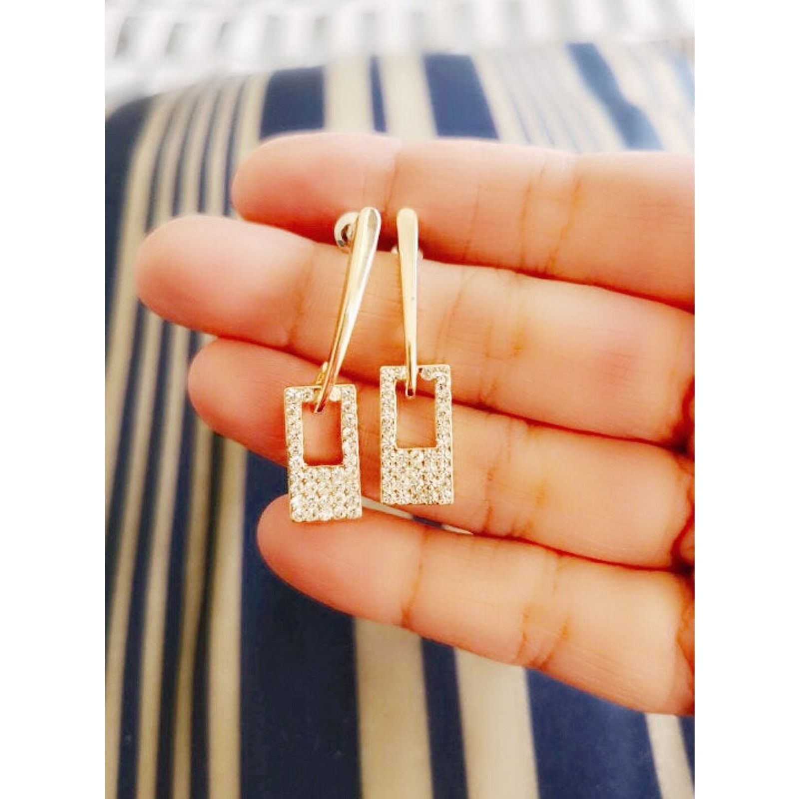 Japanese Brand Claire Rectangular Crystal Drop Earrings Size ONE SIZE - 3 Thumbnail