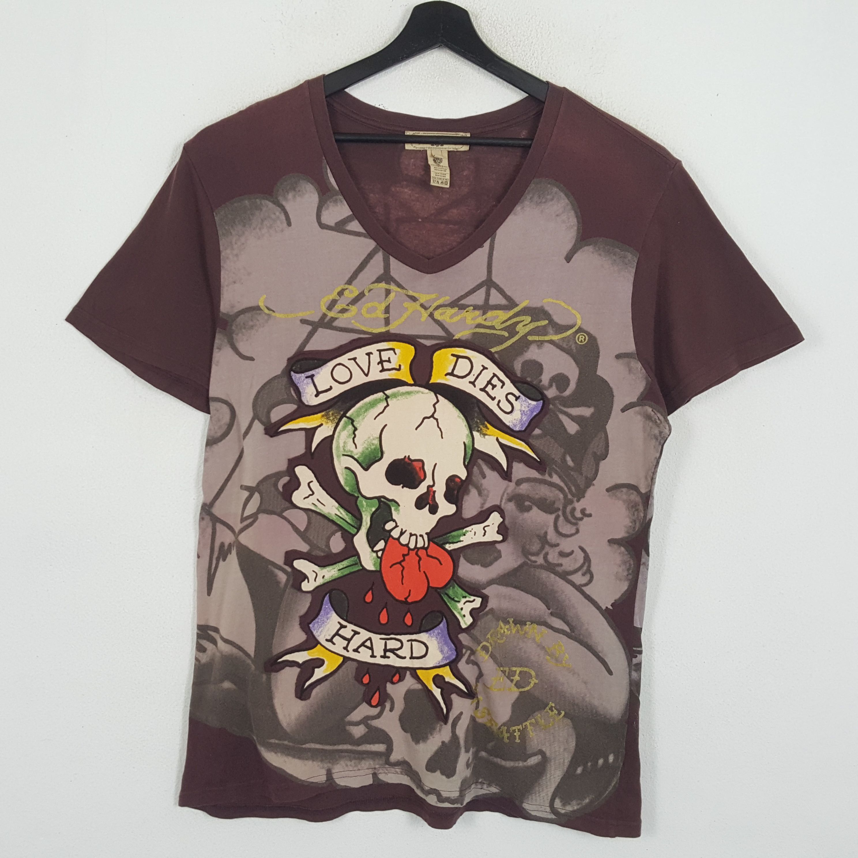 Christian Audigier × Ed Hardy × Vintage ED HARDY Skulls Design Streetwear Skater Tshirt Size US L / EU 52-54 / 3 - 1 Thumbnail