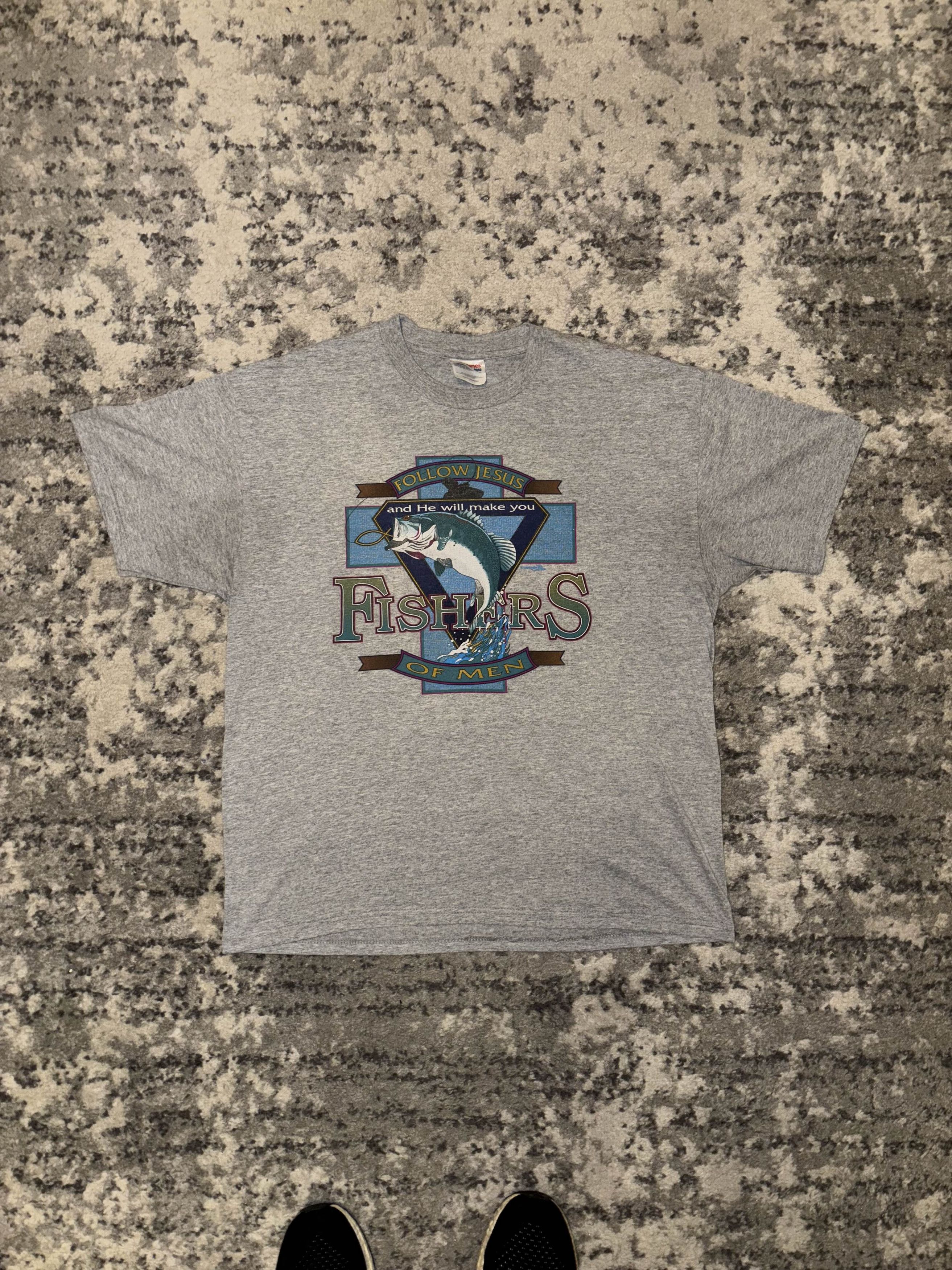 Vintage 90s Follow Jesus Fishing Shirt Size US L / EU 52-54 / 3 - 2 Thumbnail