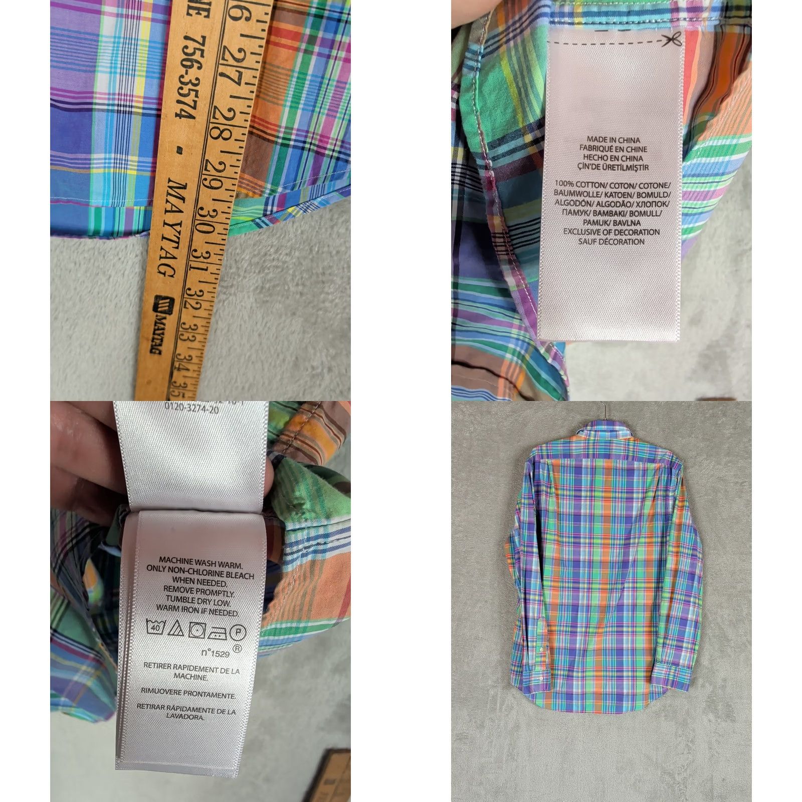 Polo Ralph Lauren Polo Ralph Lauren Pastel Plaid Shirt Mens L Long Sleeve Stretch Cotton Preppy Shirt Size US L / EU 52-54 / 3 - 8 Thumbnail