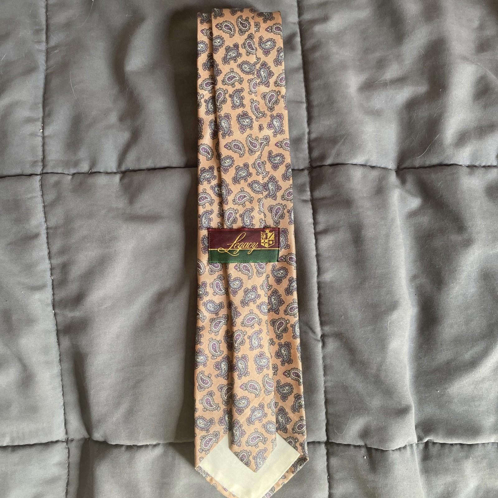 Our Legacy Vintage Legacy Luxury Narrow Tie Tan Blue Purple Paisley Size ONE SIZE - 2 Thumbnail