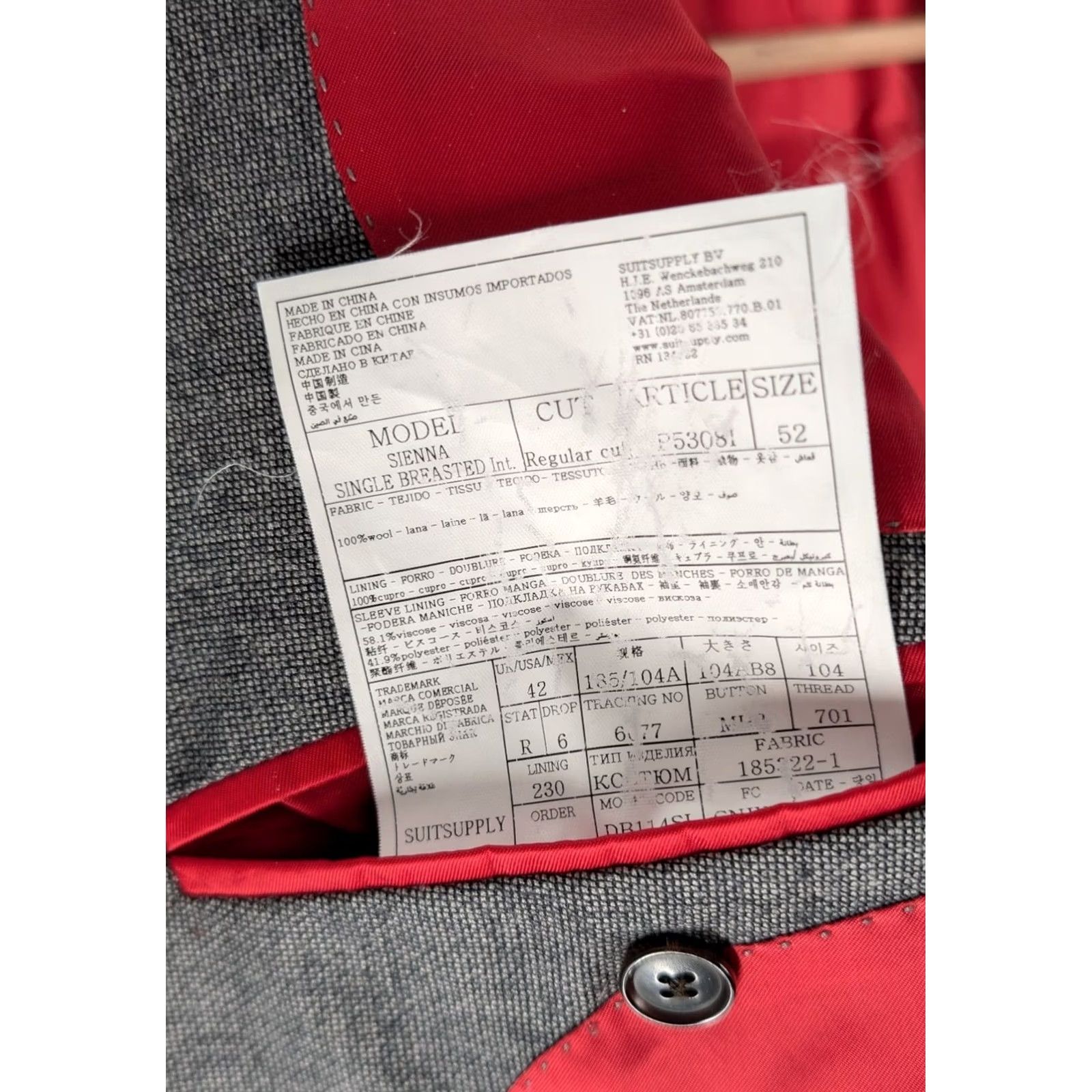 Suitsupply Suitsupply Sienna Blazer Sport Coat 52R Grey Reda Super 130s Wool Jacket Mens Blazer Sport Coat Wool Gray 42R 52 Regular Suit Jacket Suitsupply Men Size 52R - 3 Thumbnail