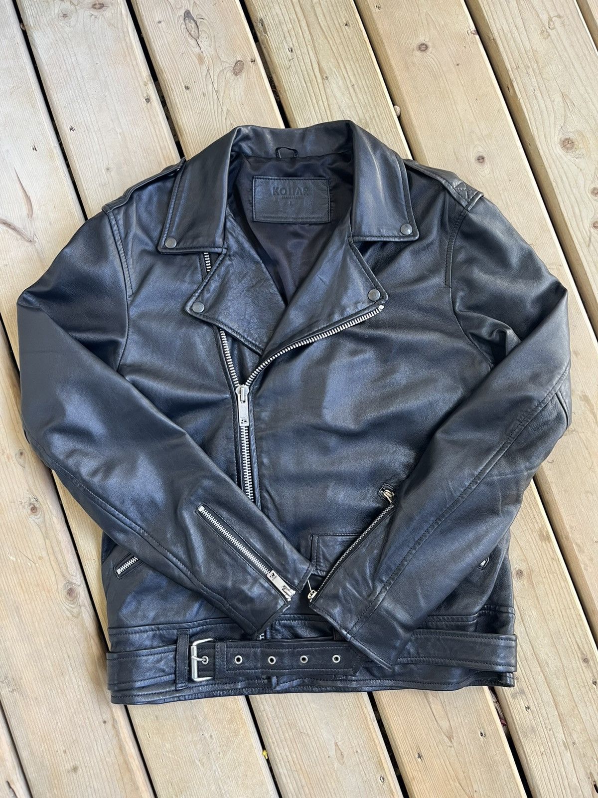 Kollar Clothing LEATHER MOTO BIKER JACKET Size US L / EU 52-54 / 3 - 1 Thumbnail