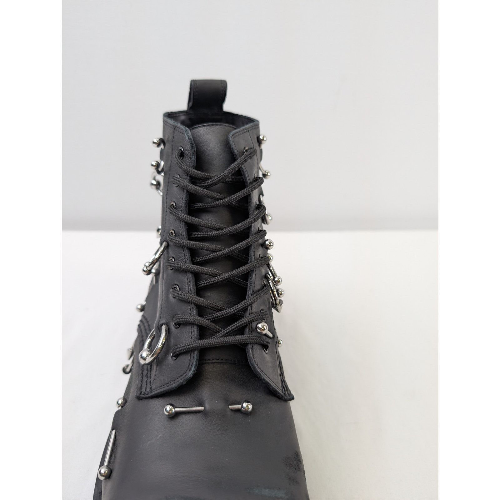 Balenciaga o1rshd1 Leather Strike Piercing Boots in Black/Silver Size US 13 / EU 46 - 13 Thumbnail