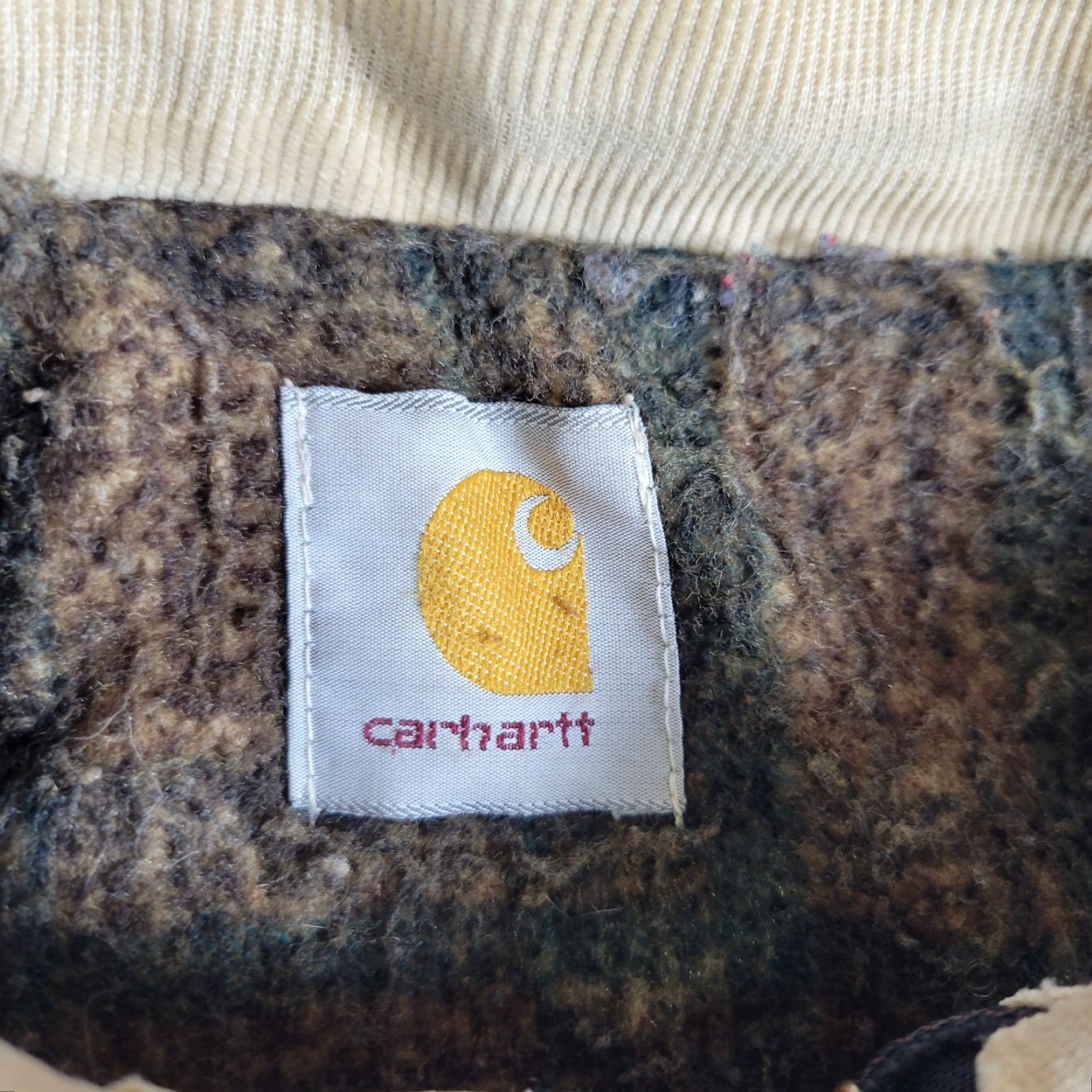 Carhartt VINTAGE Carhartt Jacket Mens 2XL Beige Distressed Full Zip Wool Lined USA Jacket Size US XXL / EU 58 / 5 - 4 Thumbnail