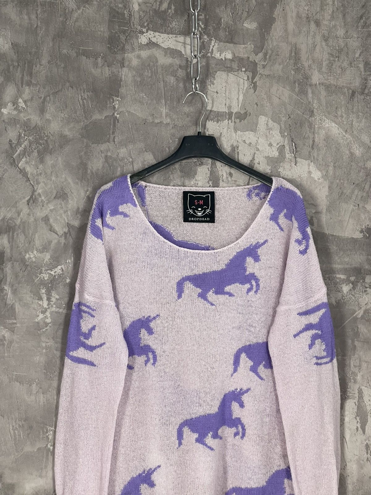 Drop Dead Clothing × Japanese Brand AVANT GARDE Y2K UNICORN PURPLE DROP DEAD KNIT SWEATER Size M / US 6-8 / IT 42-44 - 2 Thumbnail