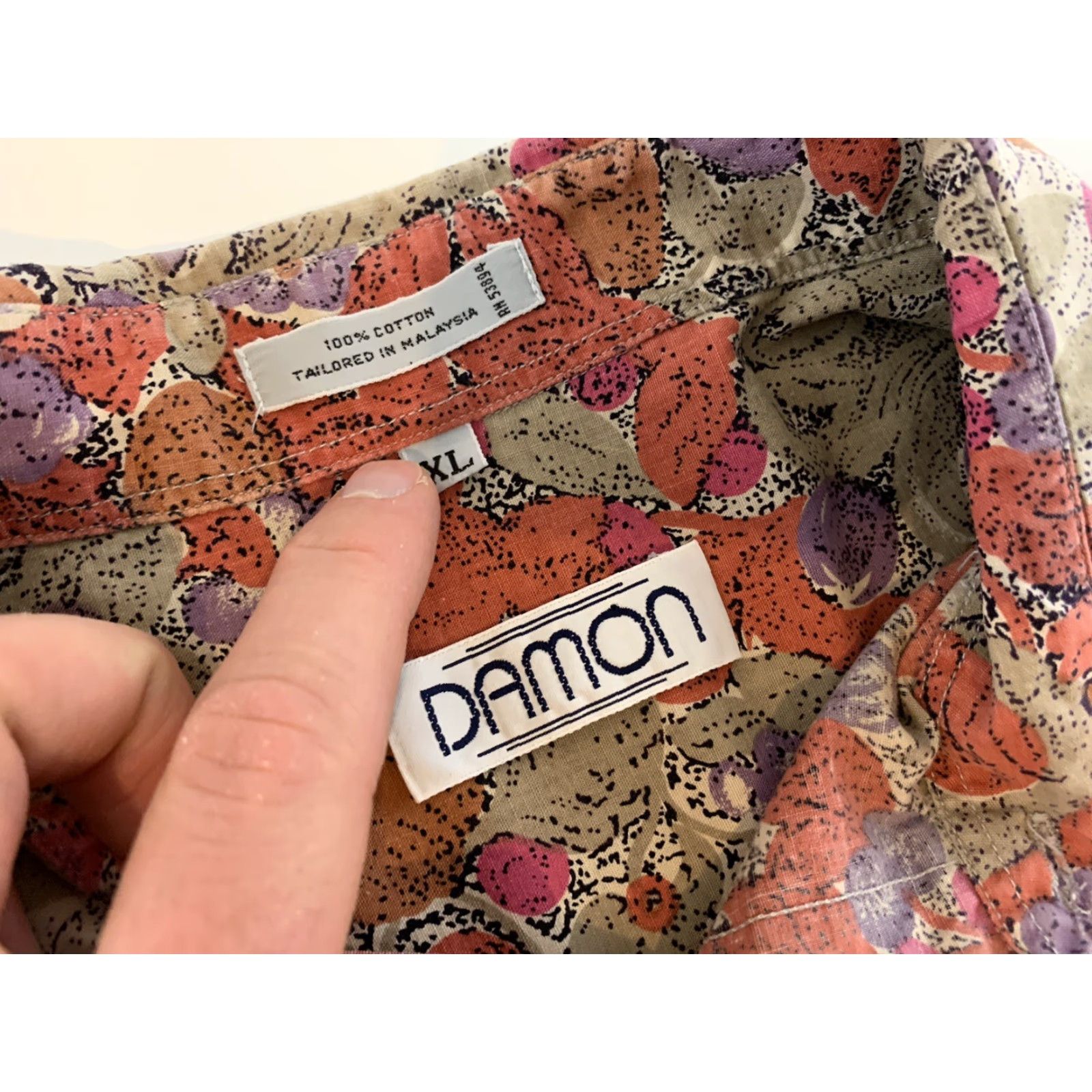 ALOHAS Damon VTG Hawaiian Aloha Floral Button-Up Short Sleeve Shirt Men's XL Cotton Multicolor/Color Damson? Size US XL / EU 56 / 4 - 2 Thumbnail