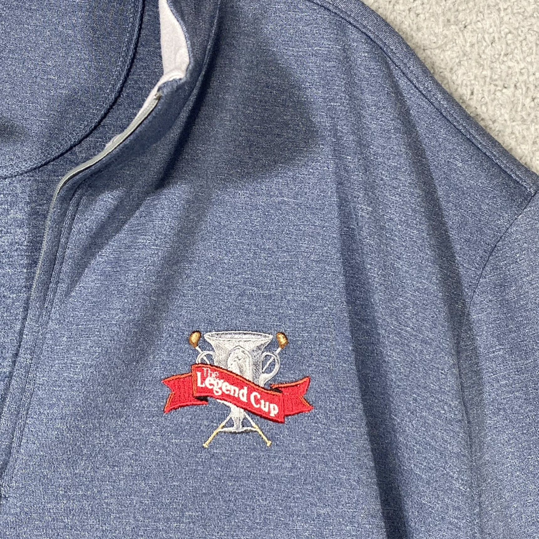 johnnie-O Johnnie-O Men's 1/4 Zip Performance Pullover Jacket Golf XL Blue/Gray Legend Cup Men Size US XL / EU 56 / 4 - 2 Thumbnail