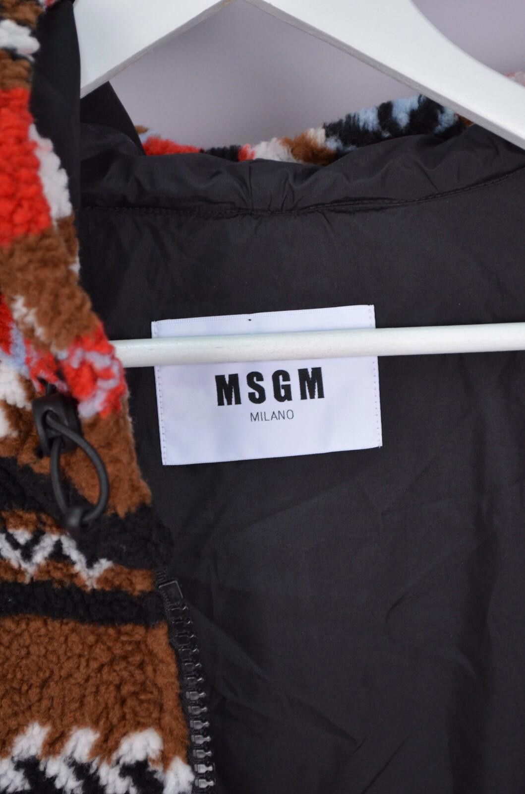 MSGM MSGM IKAT Mens Teddy Fleece Hooded Multicolor Jacket Size M Size US M / EU 48-50 / 2 - 6 Thumbnail