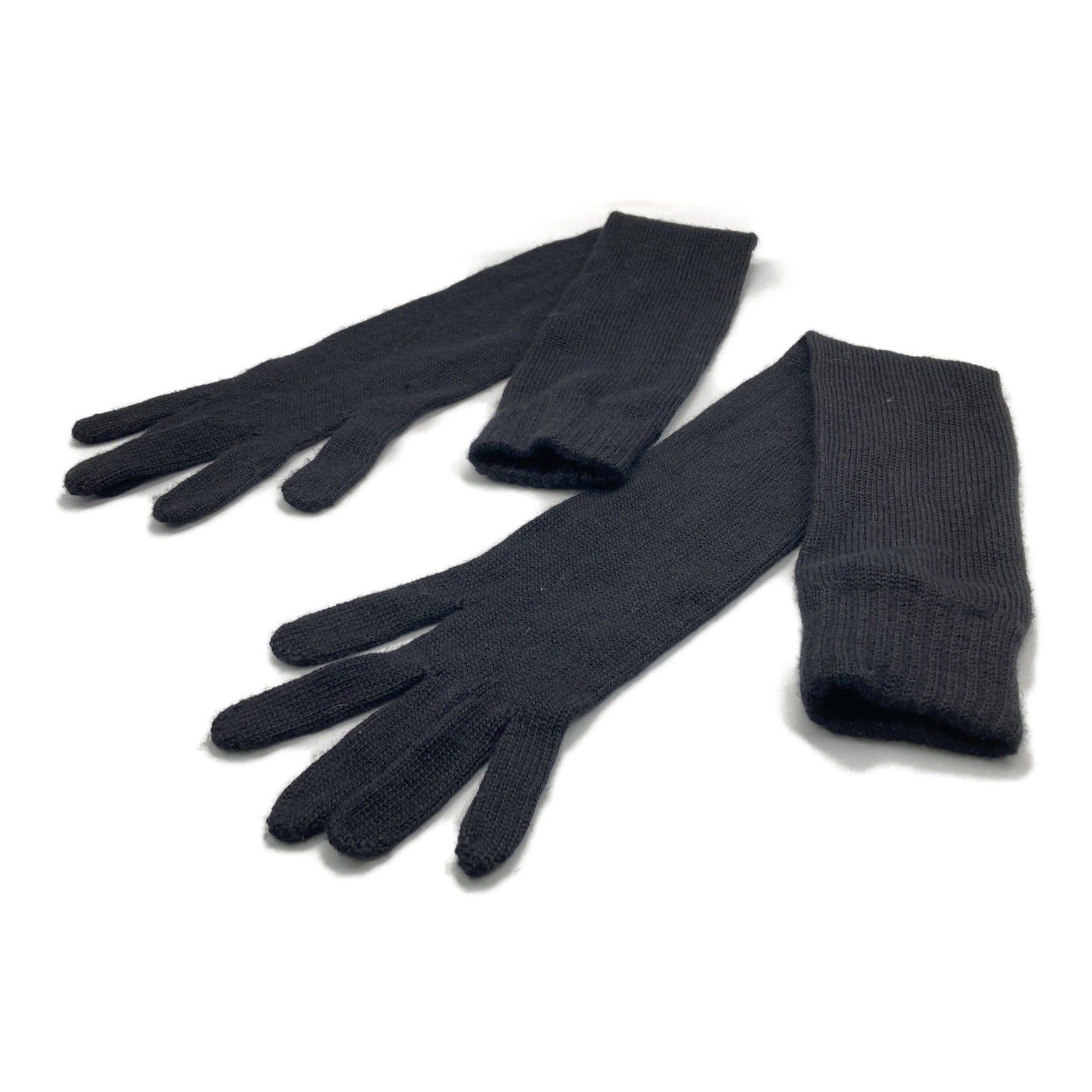 Prada Prada Long Gloves Glove Cashmere Silk Black Size ONE SIZE - 1 Thumbnail