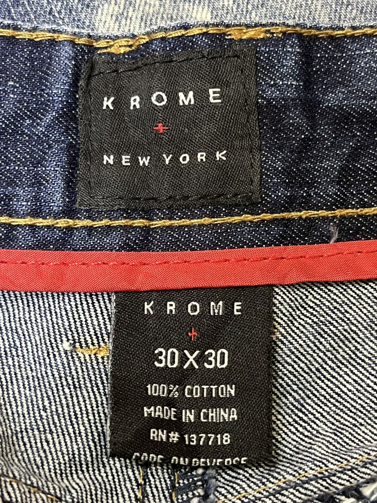 Japanese Brand SICK🔥KROME NEW YORK TYE DYE DISTRESSED STYLE JEANS Size US 31 - 20 Thumbnail