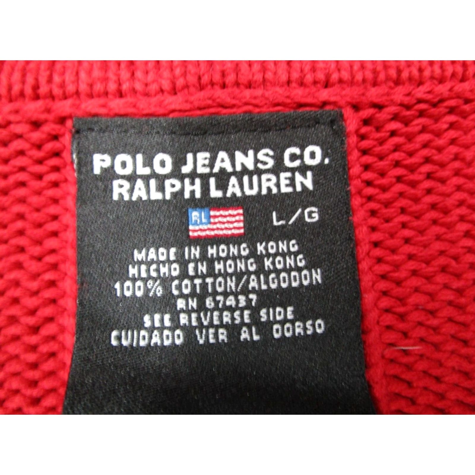 Polo Ralph Lauren VINTAGE Polo Ralph Lauren Sweater Mens Large Red 1/4 Zip Knit Pullover Embroidered USA Flag Cotton Size US L / EU 52-54 / 3 - 2 Thumbnail