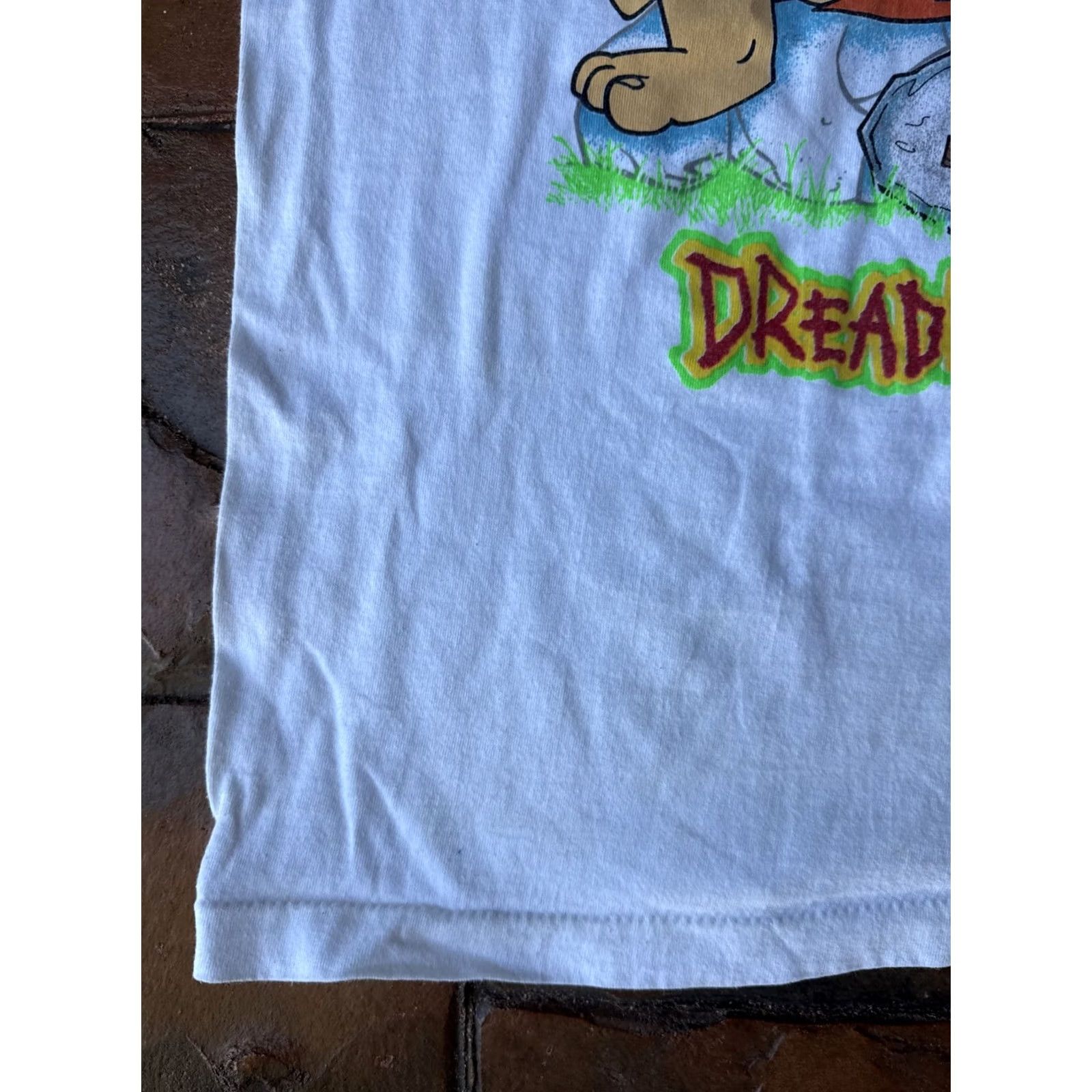 FRED VINTAGE Flintstones T-Shirt XL White Cotton Graphic Print Crew Neck Men 1993 Fred Dreadlock Bed Rock Hip Hop Cartoon Size US XL / EU 56 / 4 - 6 Thumbnail