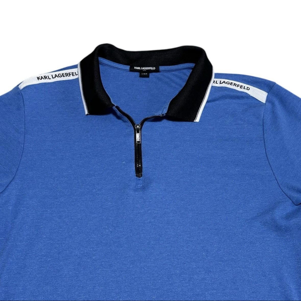 Karl Lagerfeld Karl Lagerfeld Paris Half Zip Polo Shirt Mens Large Blue Size US L / EU 52-54 / 3 - 2 Thumbnail