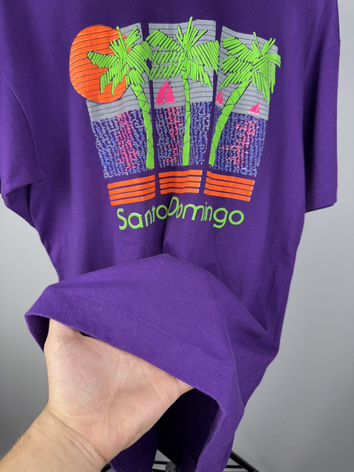 Other Vintage 90s Santo Domingo Neon Palm Tree Tee Purple XL Size US XL / EU 56 / 4 - 6 Thumbnail