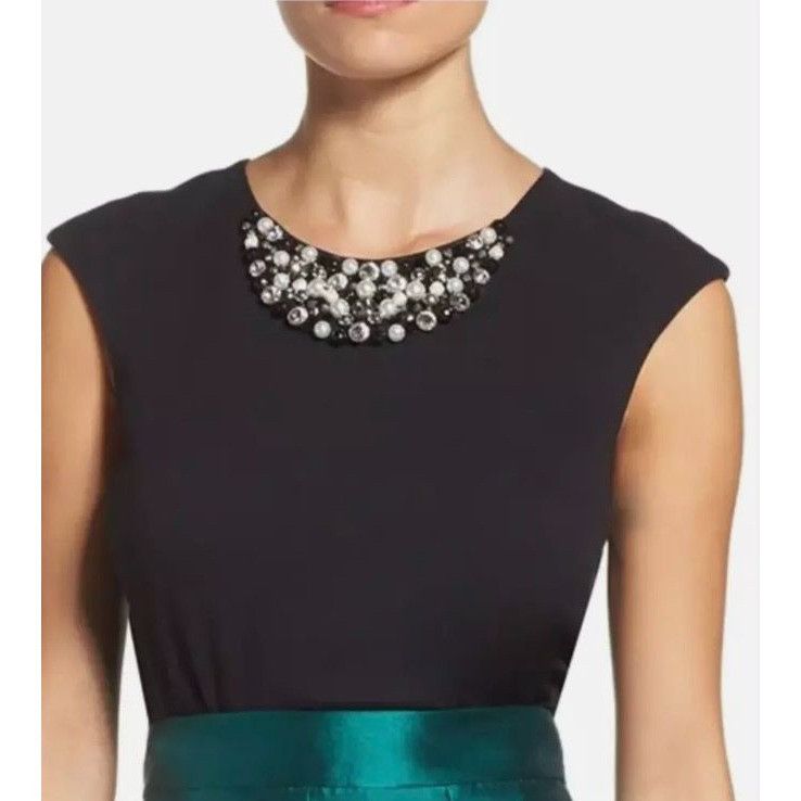 Other NWT Eliza J Embellished Pearl Jewels Crop Top 4 Black NEW Pa Size S / US 4 / IT 40 - 1 Thumbnail