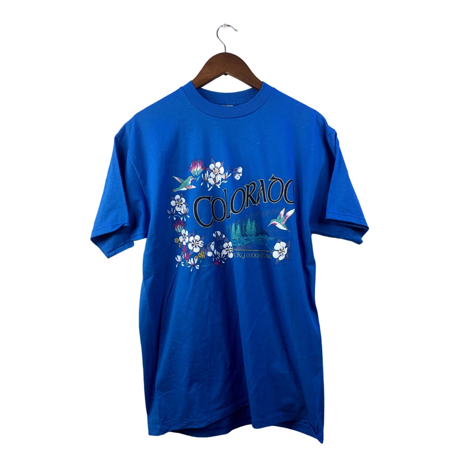 Jerzees Vintage Rocky Mountains Shirt Blue Flower Shirt VTG 1996 L Size US L / EU 52-54 / 3 - 1 Thumbnail