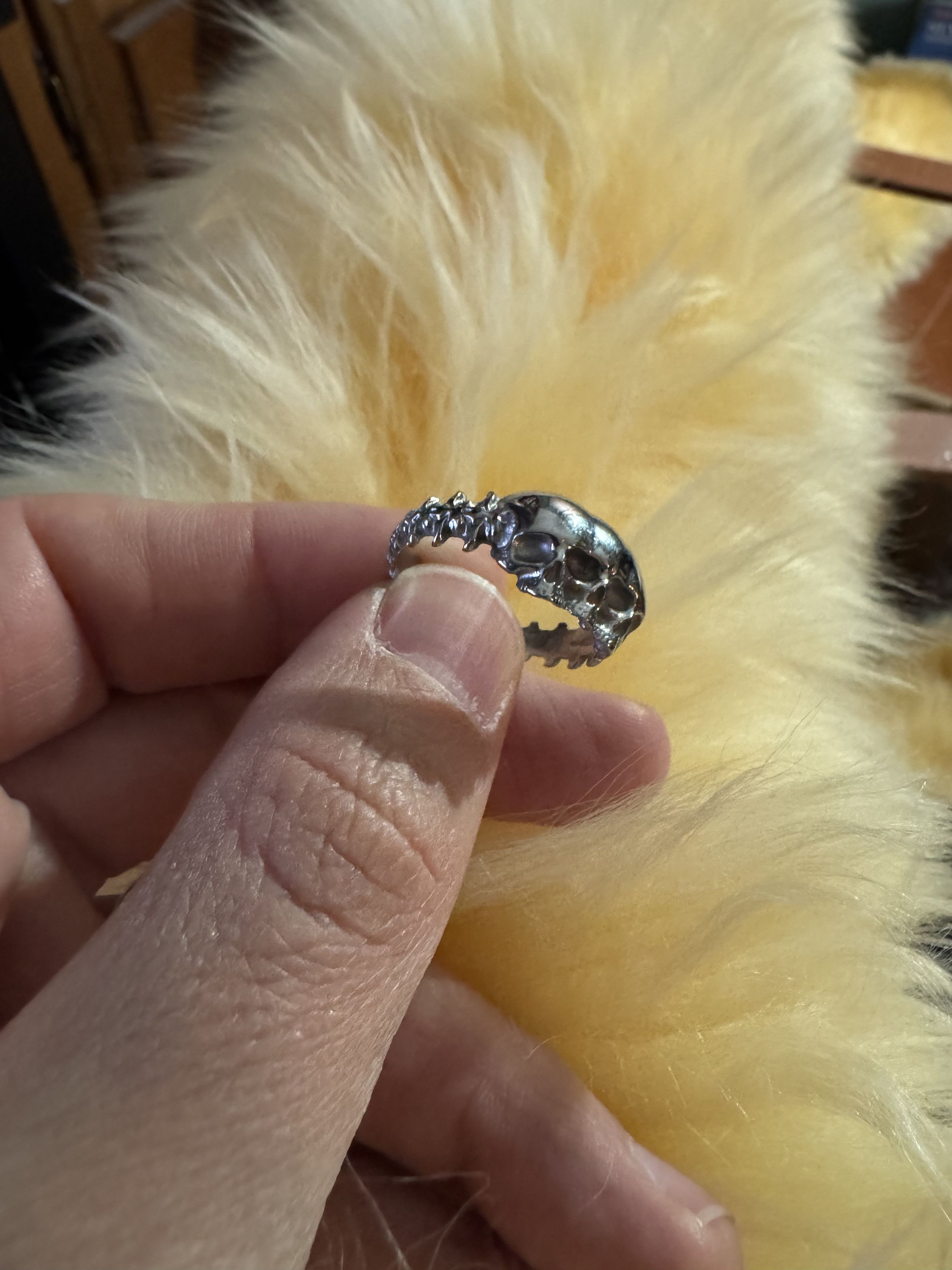 Jewelry Hard Jewelry Triple Threat Skull Ring Size ONE SIZE - 1 Preview