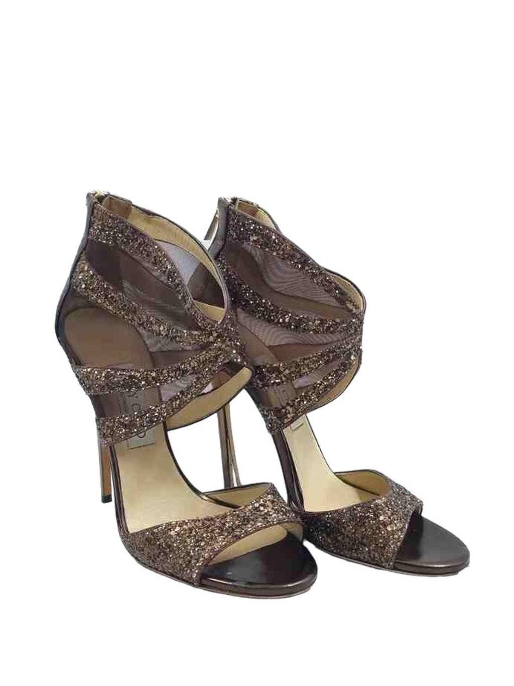 Jimmy Choo Jimmy Choo Elegant Brown Sparkly High Heel 121LEILA CGM Size US 9 / IT 39 - 1 Thumbnail
