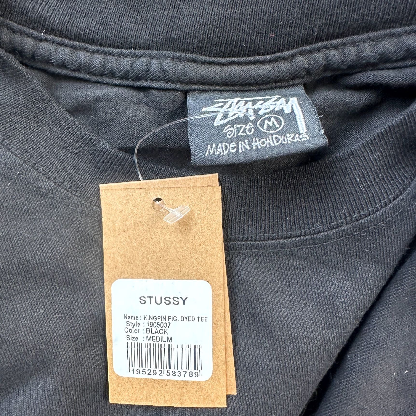 Vintage Stussy Shirt Mens M Black Tee Pigment Dyed Kingpin Crew Neck Short Sleeve All Seasons Logo T-Shirt Size US M / EU 48-50 / 2 - 6 Thumbnail