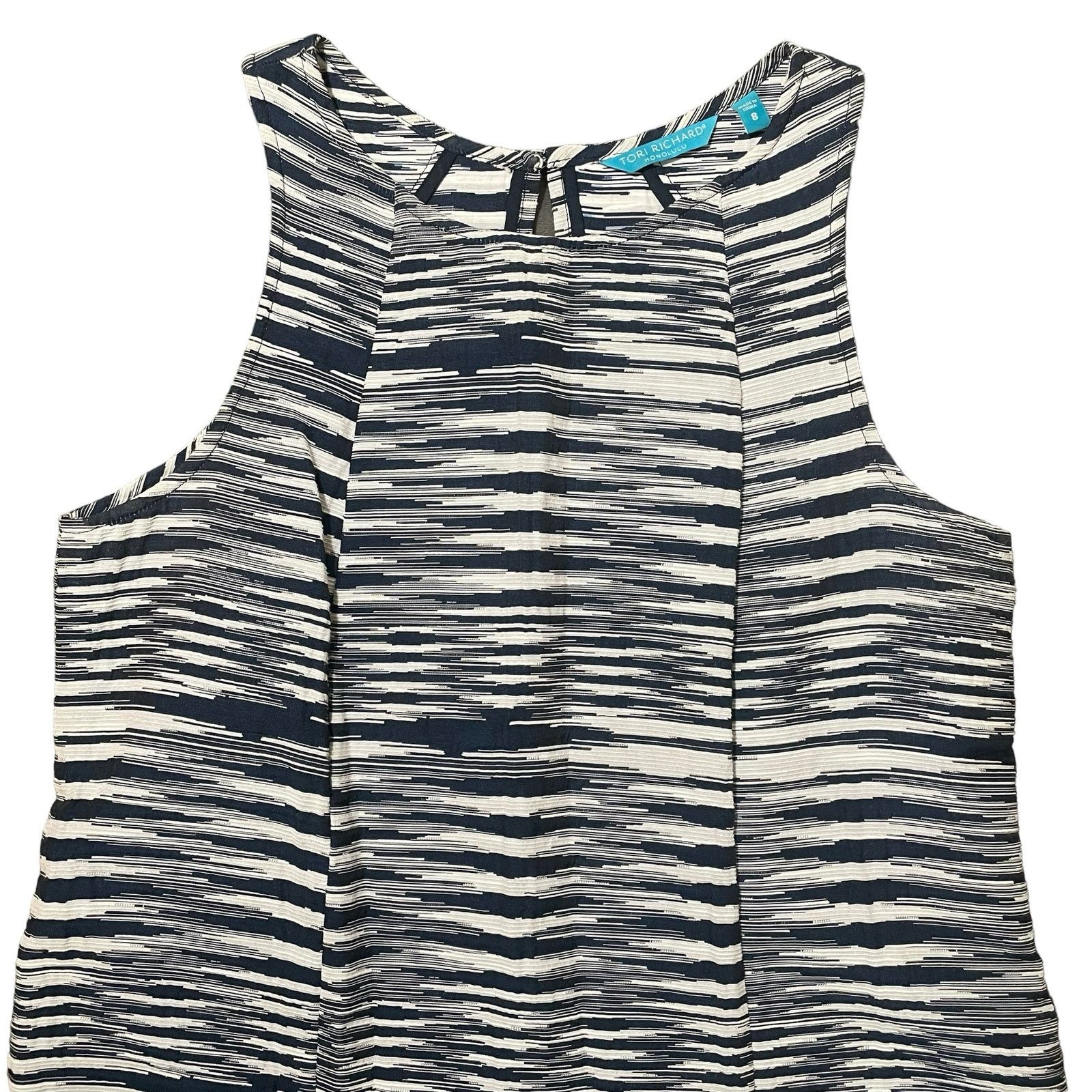 Tori Richard Tori Richard Honolulu Shift Dress Sleeveless Navy Blue White Size M / US 6-8 / IT 42-44 - 2 Thumbnail
