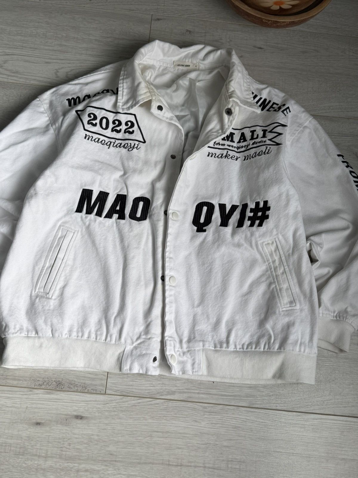 Other Aelfric Eden White Embroidered Statement Bomber Jacket MAOQY Size US M / EU 48-50 / 2 - 2 Thumbnail