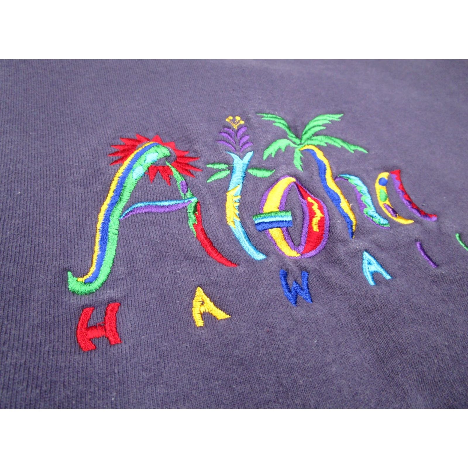 Fruit Of The Loom VINTAGE Fruit of the Loom Sweatshirt Mens XL Purple 90s Hawaii Aloha Beach City Retro Pullover Crew Neck Heavyweight Fleece Size US XL / EU 56 / 4 - 3 Thumbnail