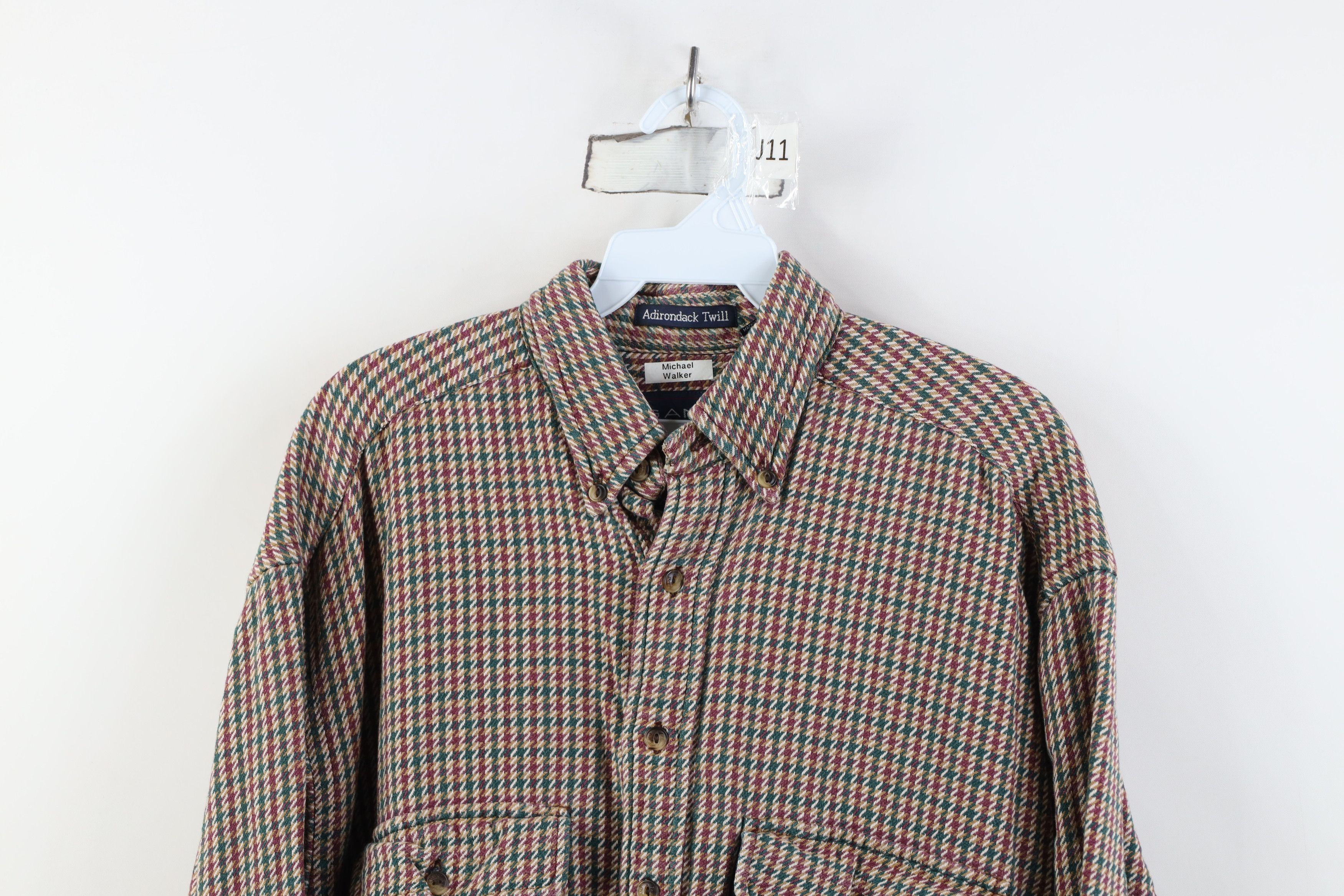 Vintage Vintage 90s Streetwear Houndstooth Flannel Button Shirt Size US M / EU 48-50 / 2 - 2 Thumbnail