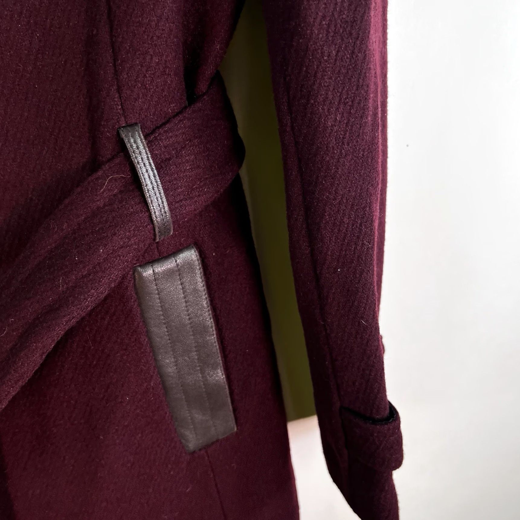 Cole Haan Cole Haan Pea Coat Wool Blend Leather Trim Burgandy Womens Size 10 Size L / US 10 / IT 46 - 3 Thumbnail