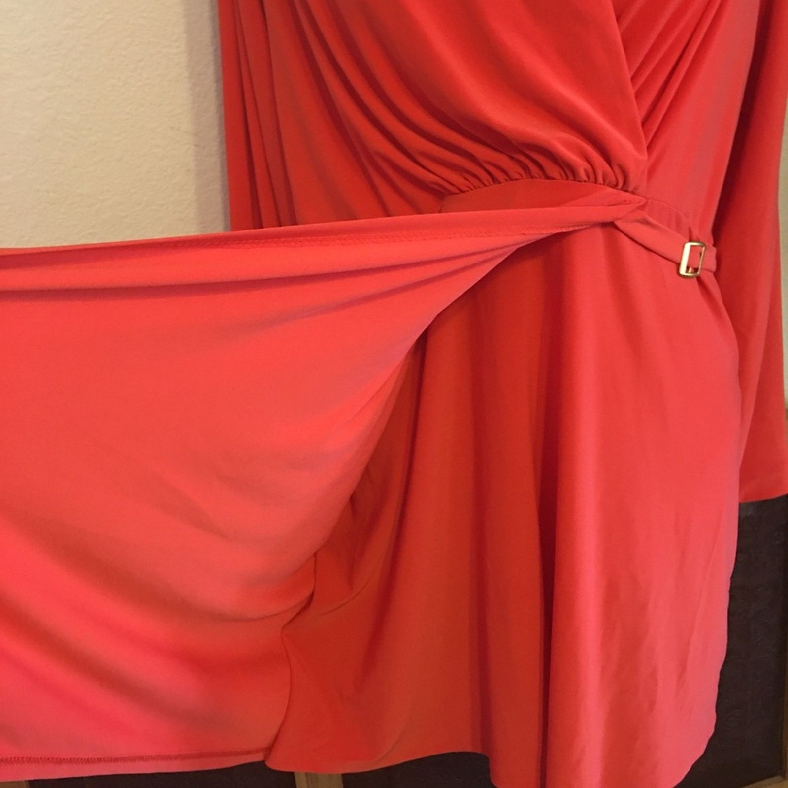 Designer CSC Studio coral wrap front Tunic Top dress NWT XL Size XL / US 12-14 / IT 48-50 - 8 Thumbnail