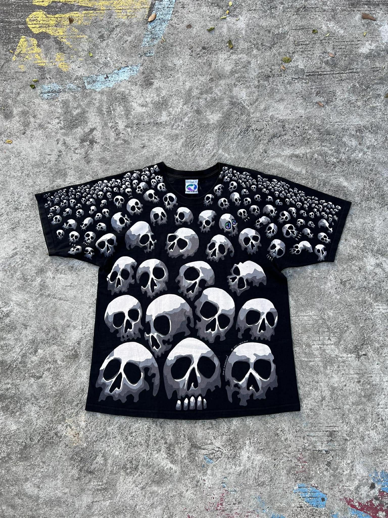 Liquid Blue Vintage 1992 Liquid Blue Chris Finkerton Overprint Skull Size US L / EU 52-54 / 3 - 1 Thumbnail