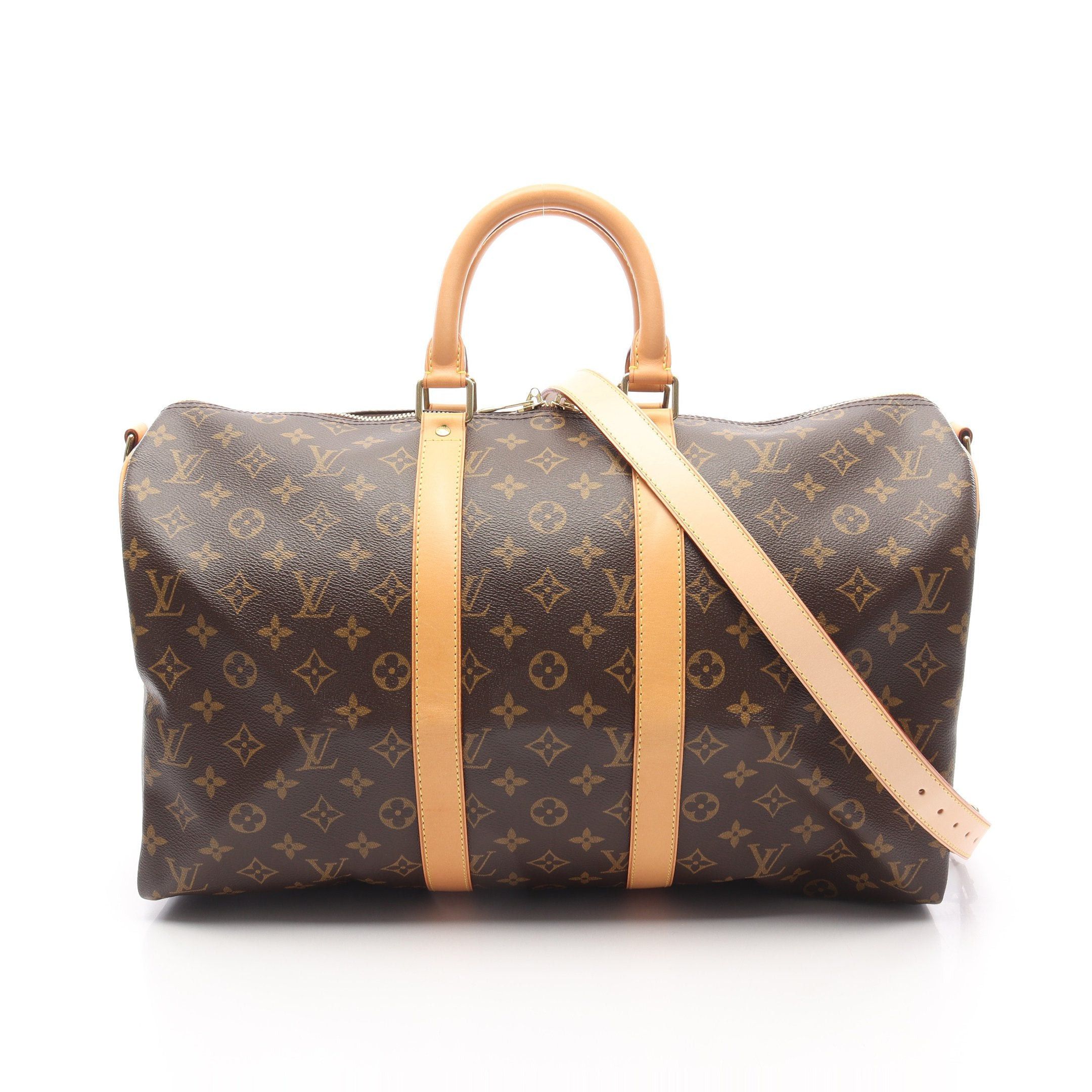 Louis Vuitton Louis Vuitton Keepall 45 Monogram Boston Bag Leather Brown Size ONE SIZE - 1 Thumbnail